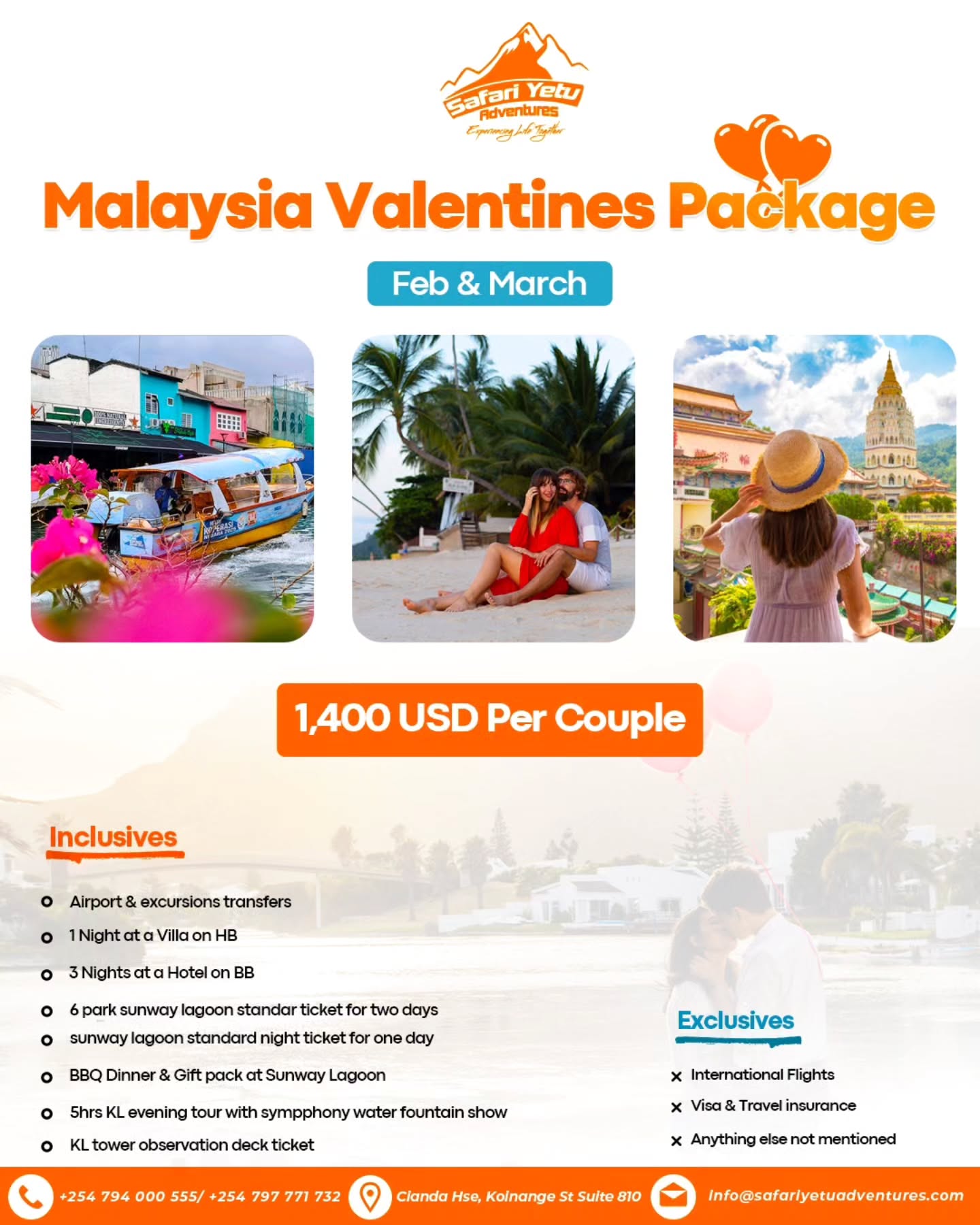 Safari Yetu Adventures Facebook ad: This Valentines, Elevate The Romance