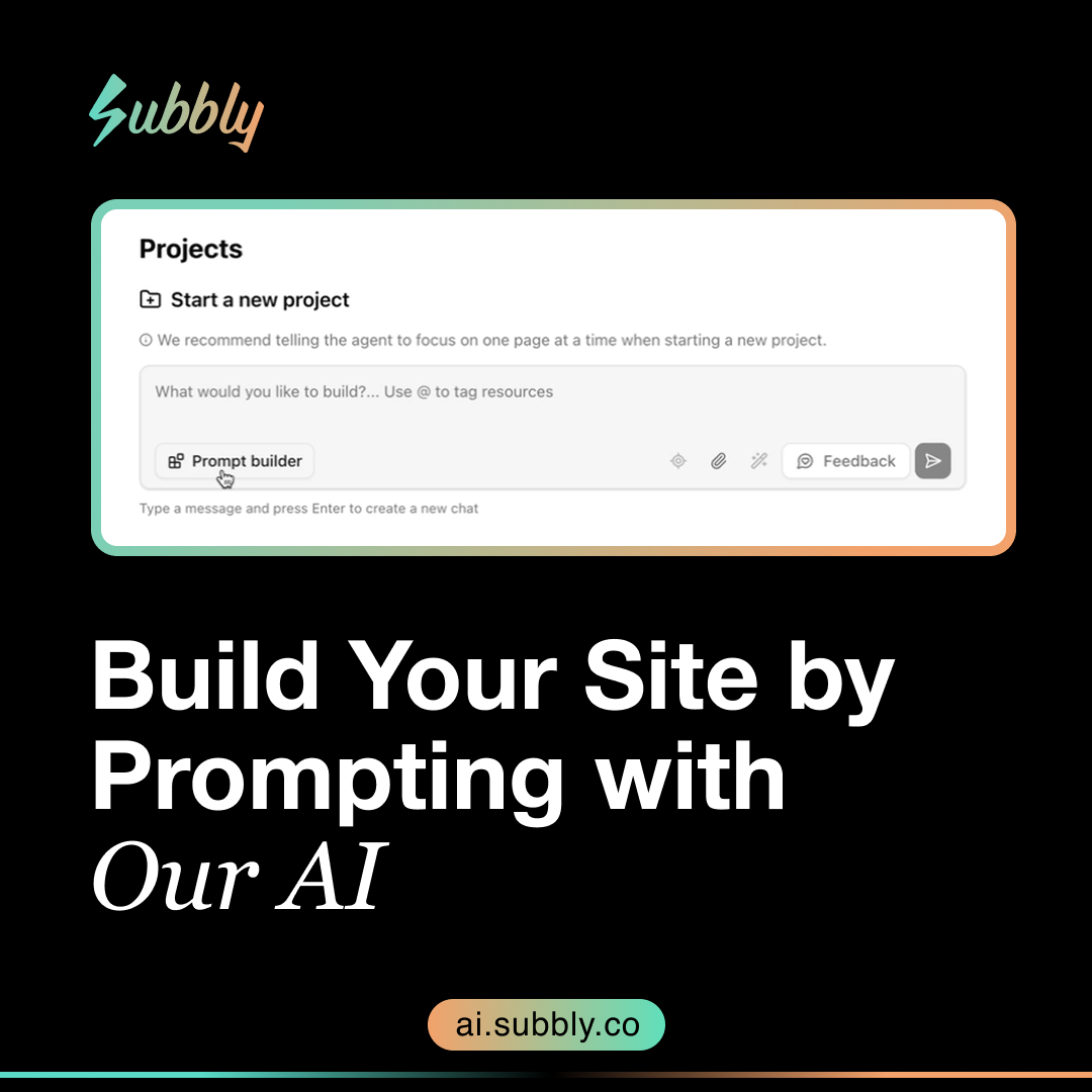 Subbly Facebook ad: No Templates. Just Your Vision, AI-Built.