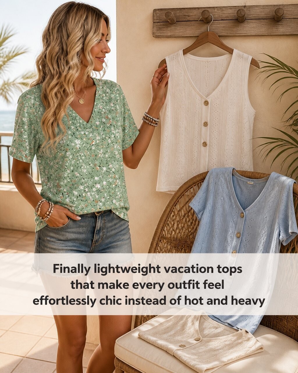 Offers.com Deal Drop Facebook ad: Lightweight Vacation Tops That Keep You Cool All Day