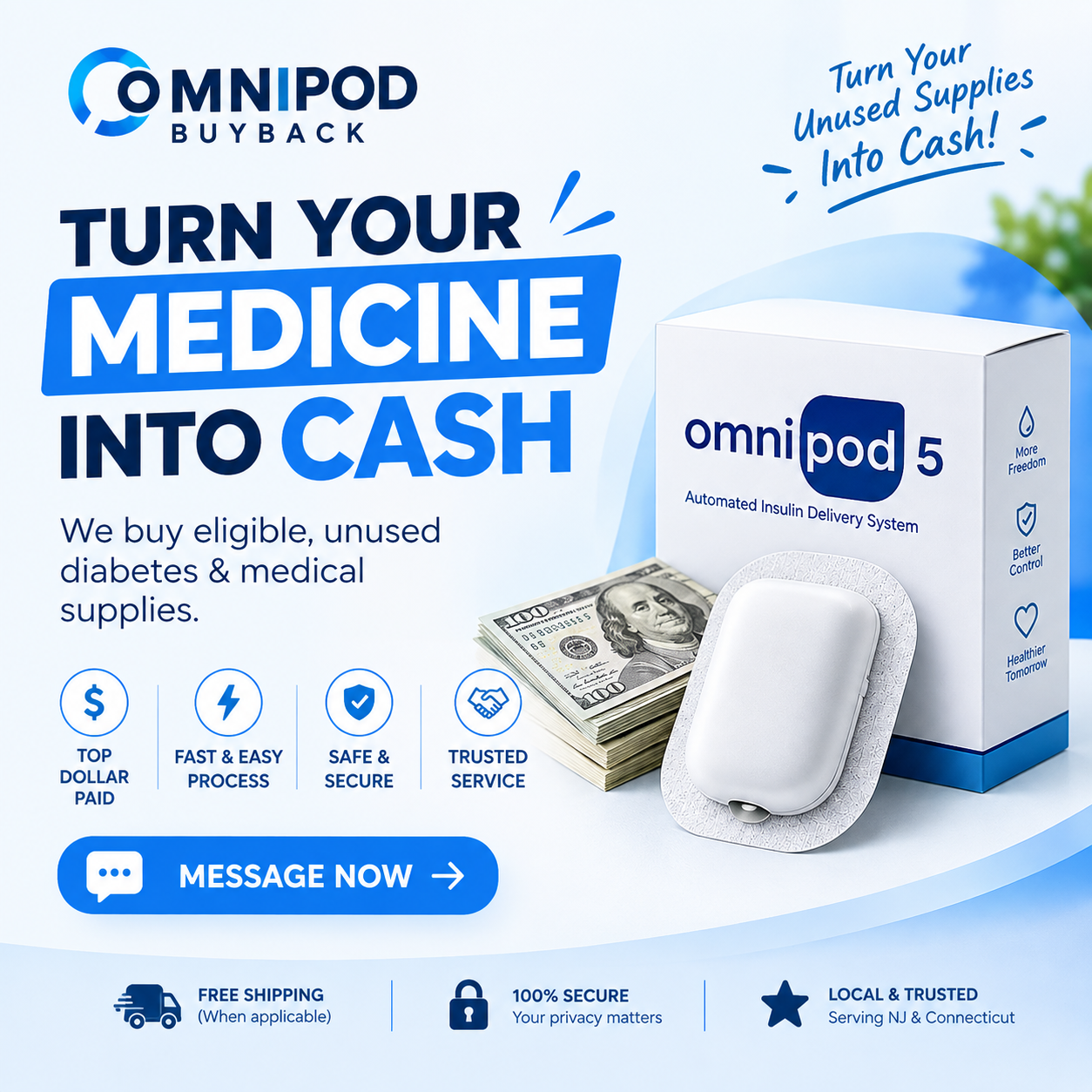Omnipod Buy Back Facebook ad: Sell Your Omnipod, Get Top Dollar