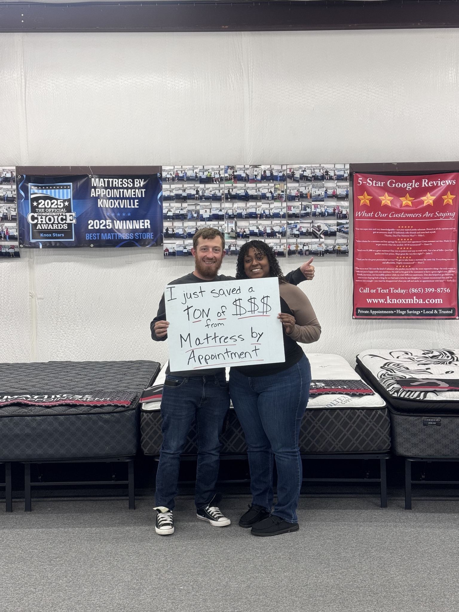 Daniel Keller Facebook ad: Another happy couple saving BIG at Mattress By…