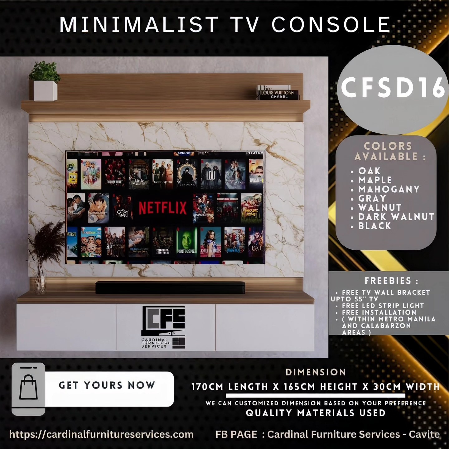 Cardinal Furniture Services - Cavite Facebook ad: Need a TV Console That’s Minimalist, Stylish, and…