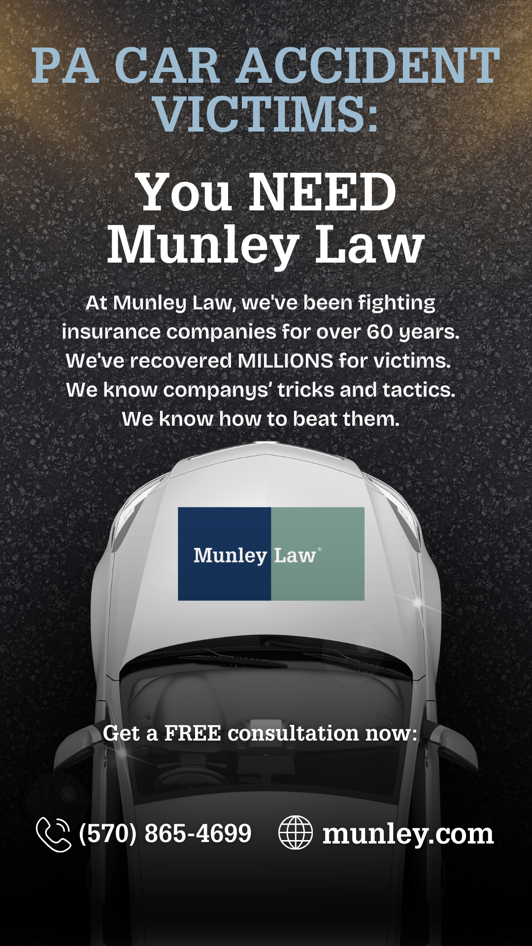 Munley Law Facebook ad from Oct 20, 2025