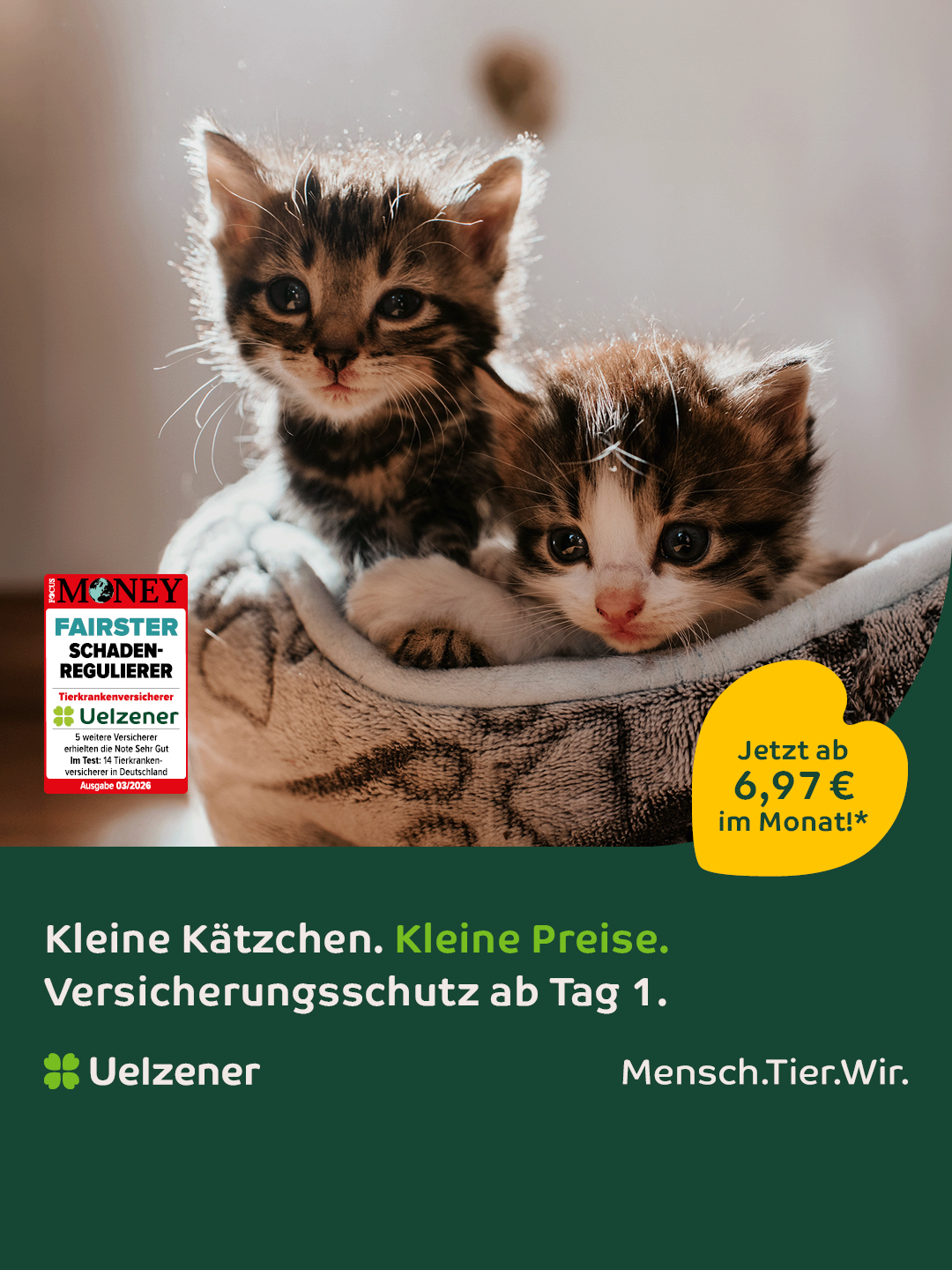 Uelzener Versicherungen Facebook ad: Schutz für Fellnasen!