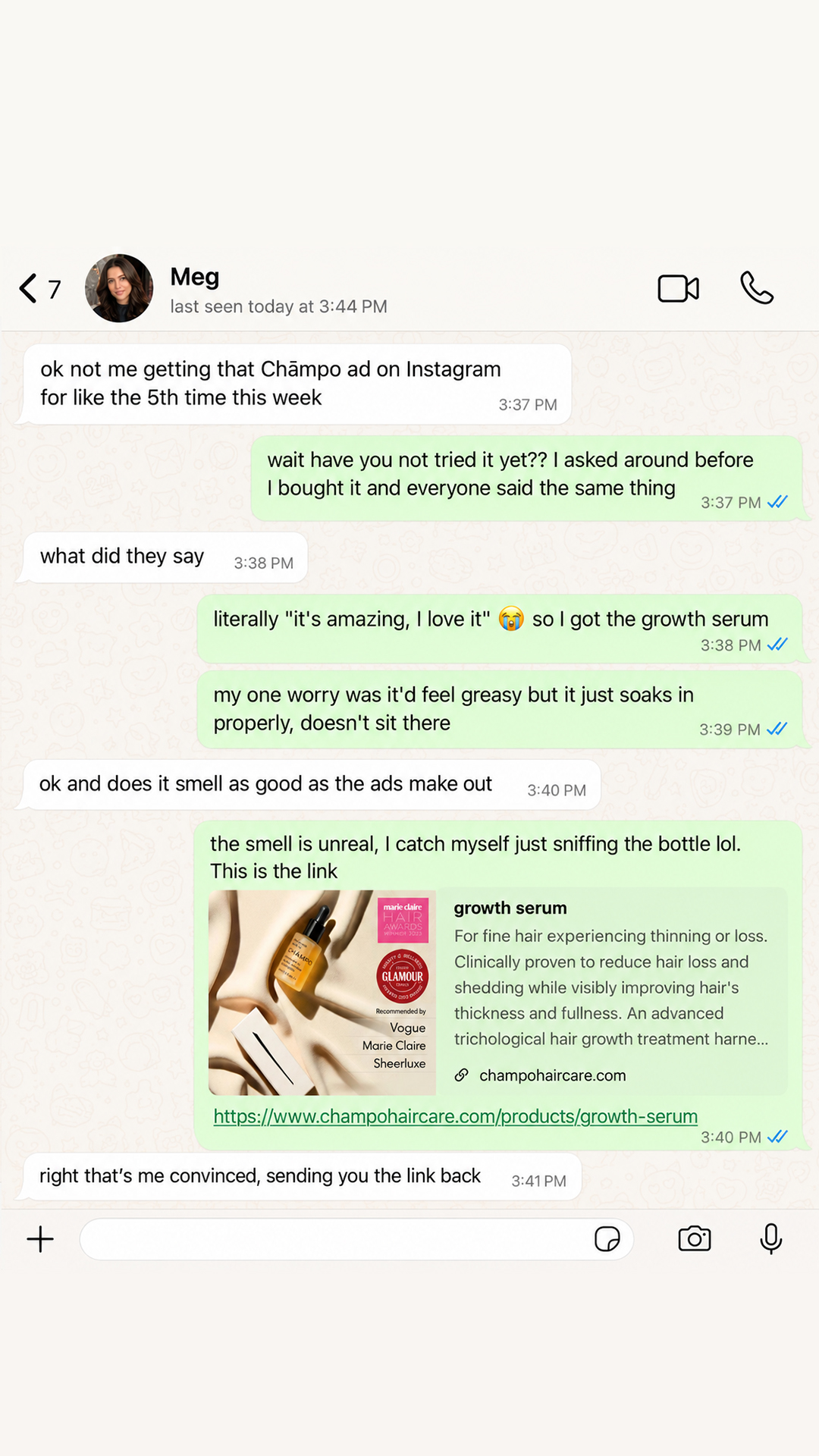 Chāmpo Haircare Facebook ad