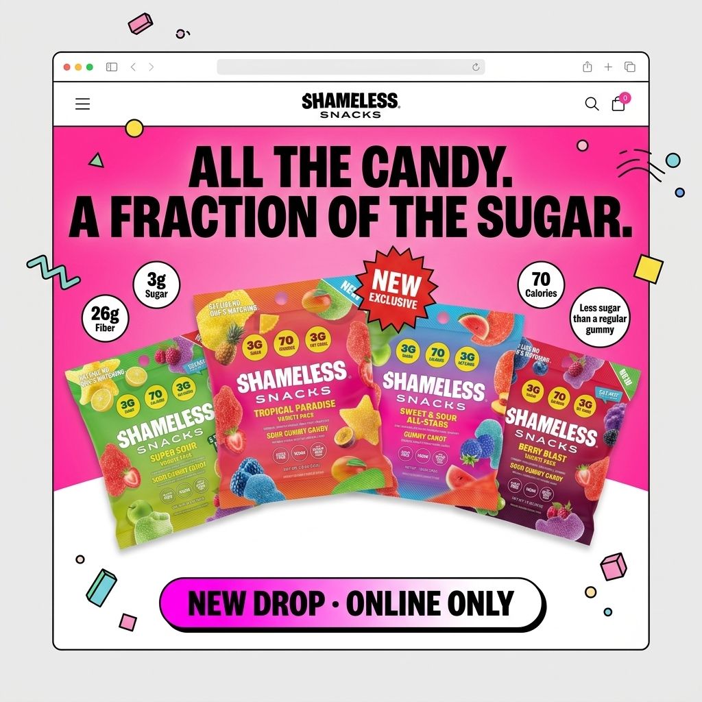 Shameless Snacks Facebook ad