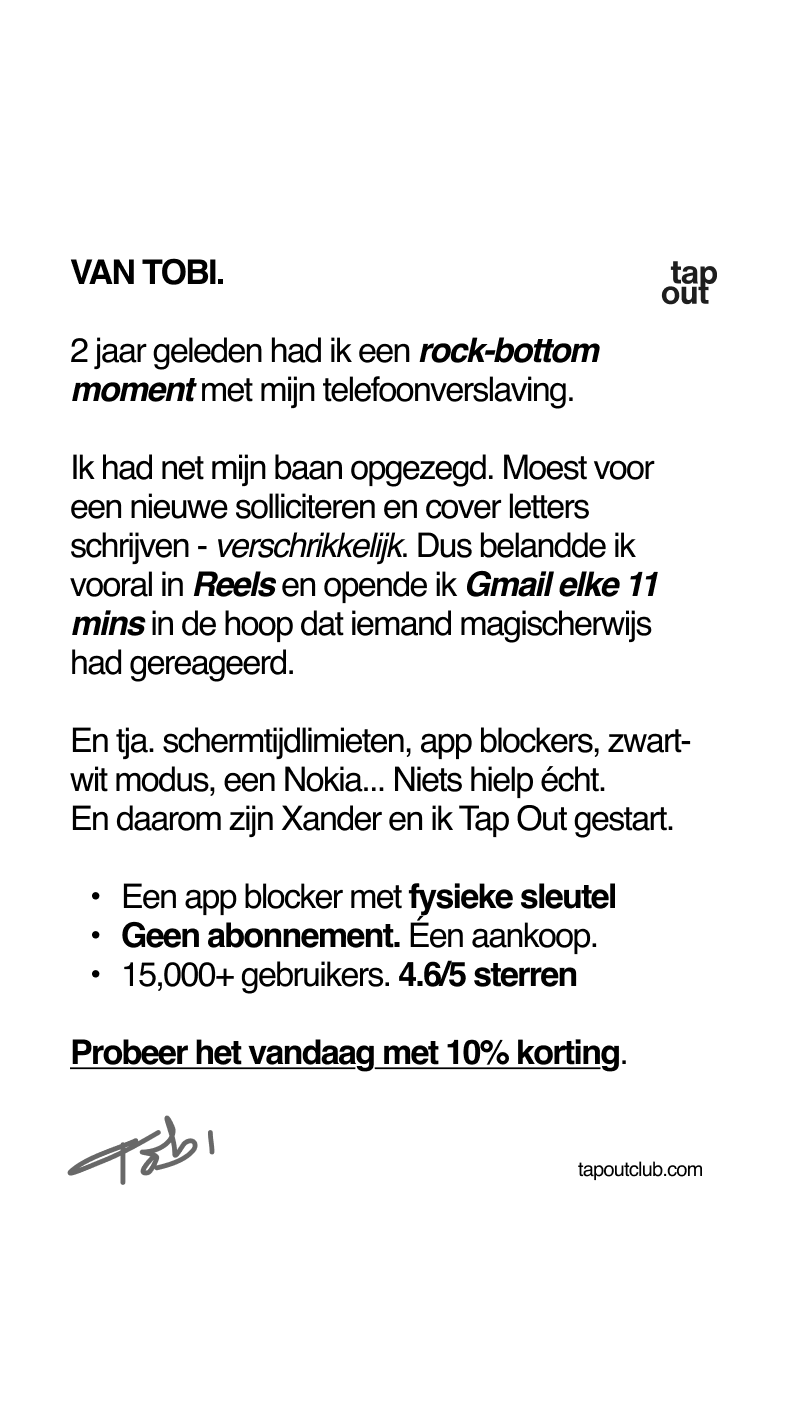 Tap Out Facebook ad