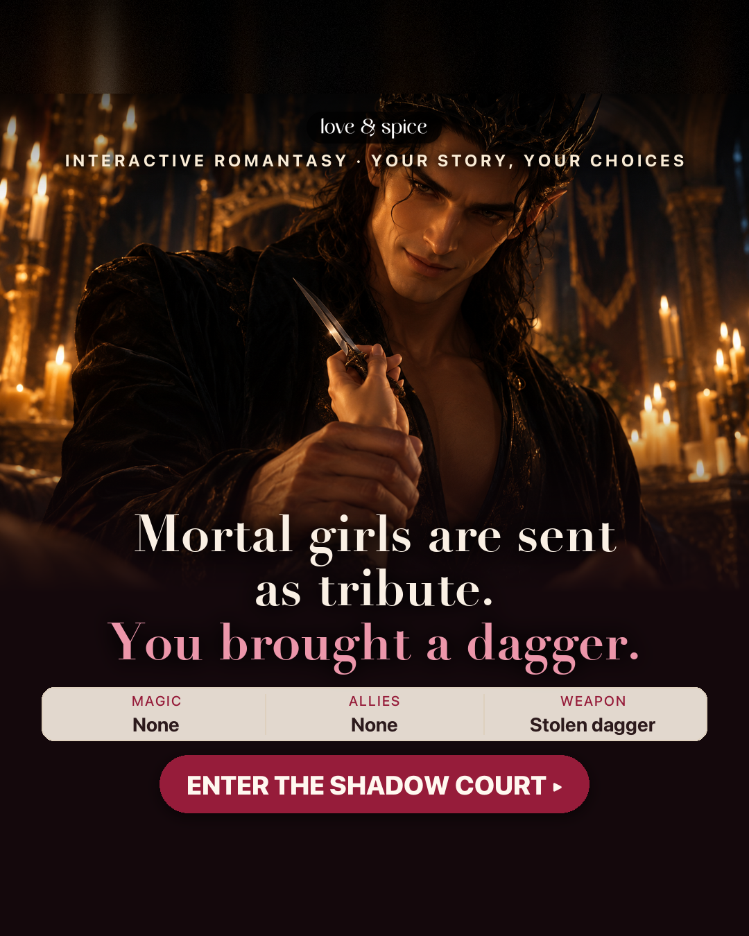 Love & Spice Facebook ad: Start Your Interactive Romance