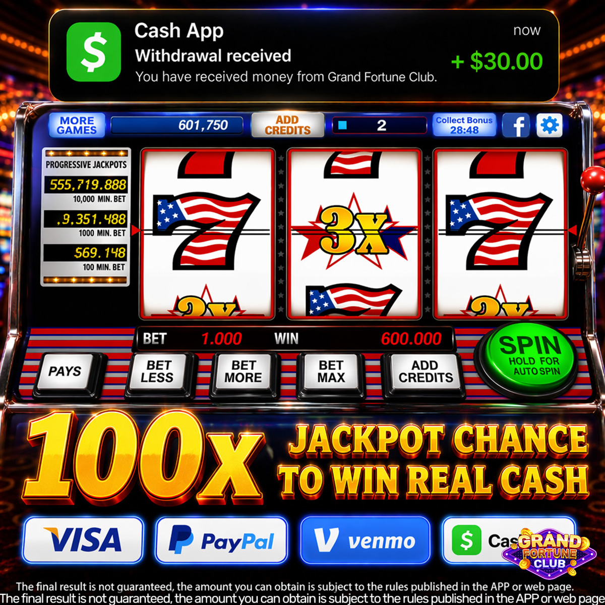 Grand Fortune Casino Facebook ad