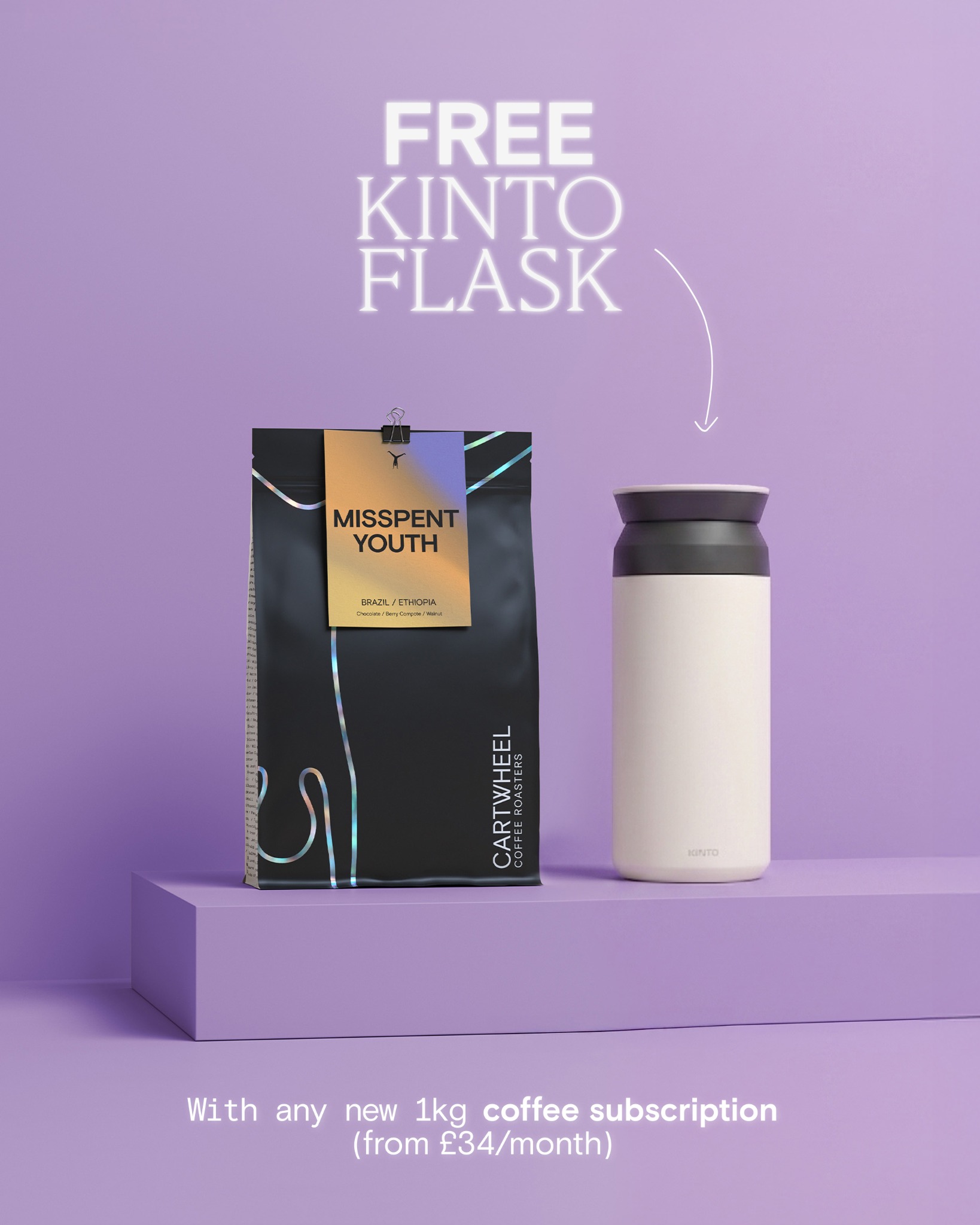 Cartwheel Coffee Roasters Facebook ad: Free Kinto Travel Tumbler