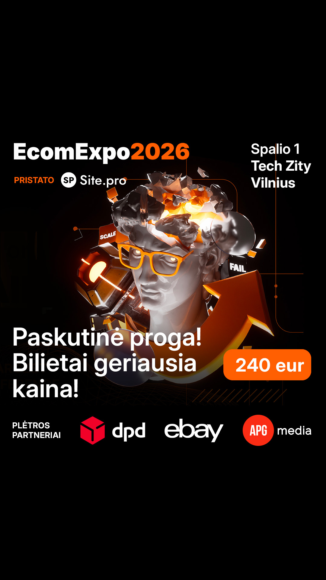 Ecomexpo Facebook ad: Bilietas dabar 240 eur. Nuo rugsėjo 28 d. - 300 eur.