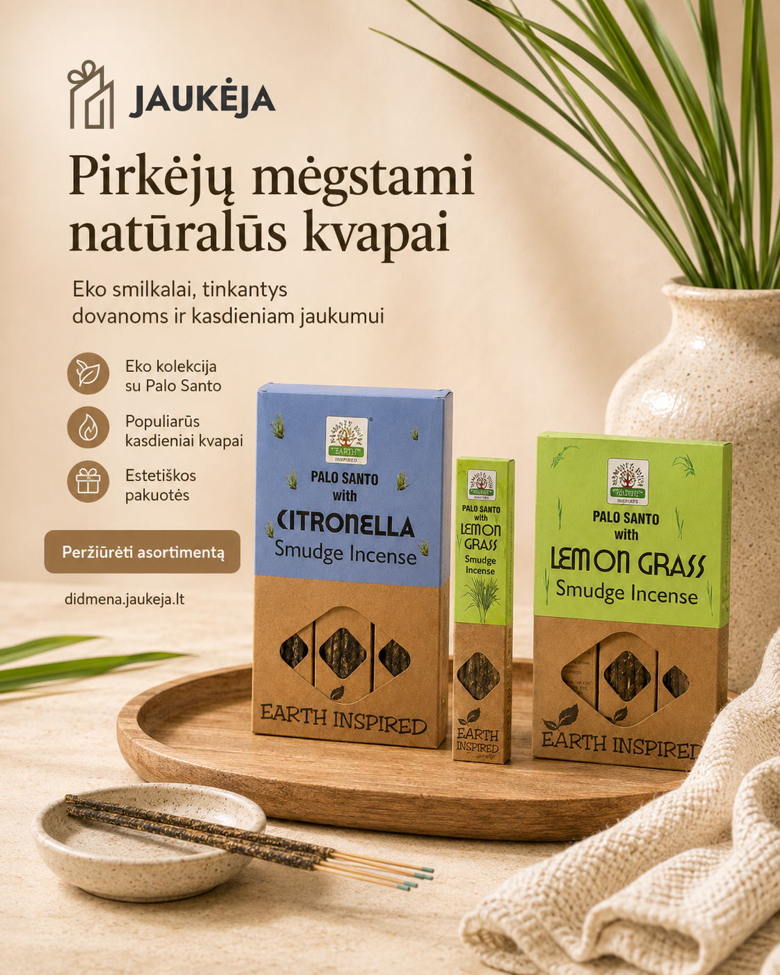 Jaukeja.lt Facebook ad: Pirkėjų mėgstami natūralūs kvapai