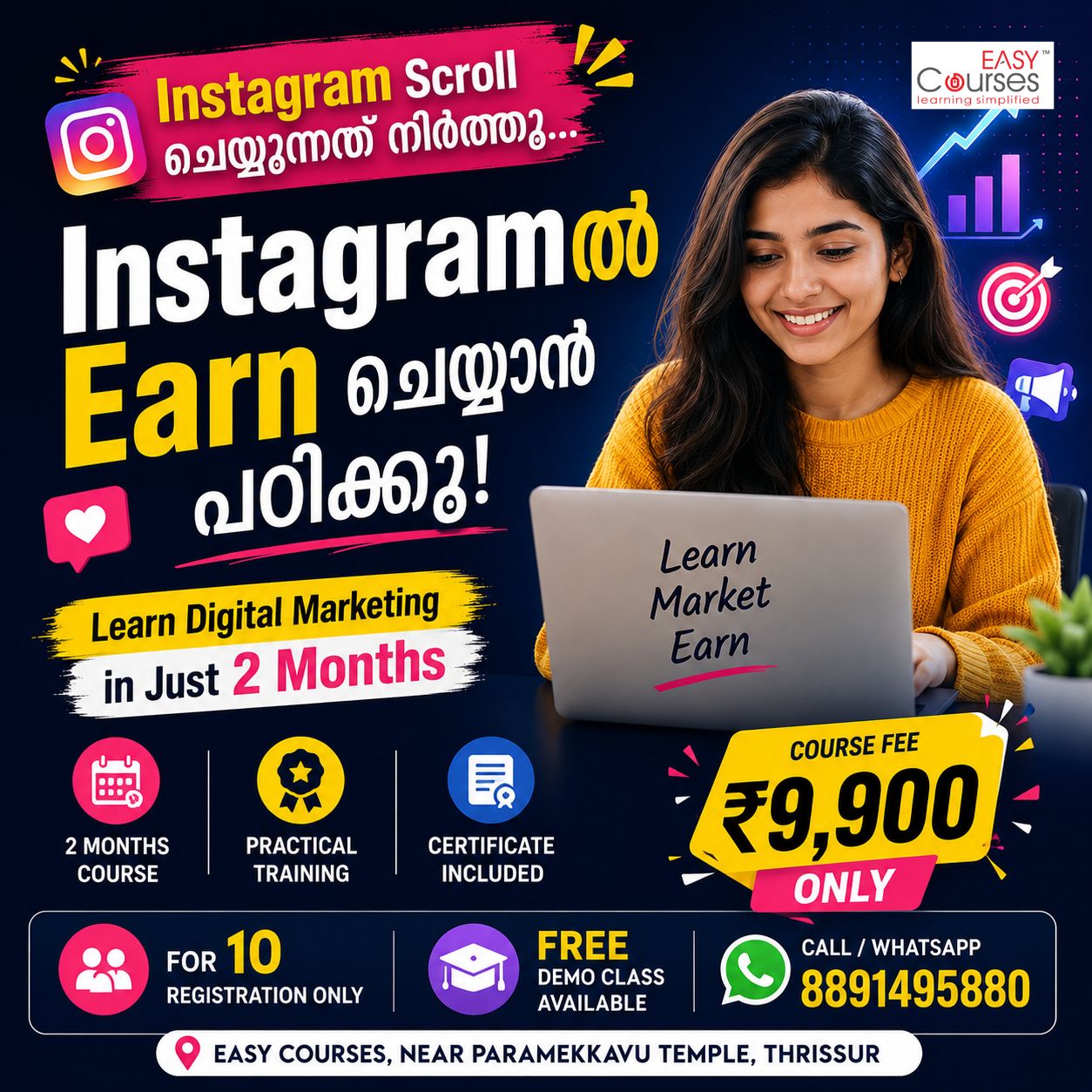 Easy Courses Facebook ad: Limited Seats Available, Enroll Now