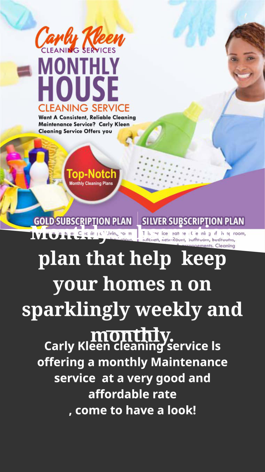 Carly Kleen Professional Cleaning Services Facebook ad