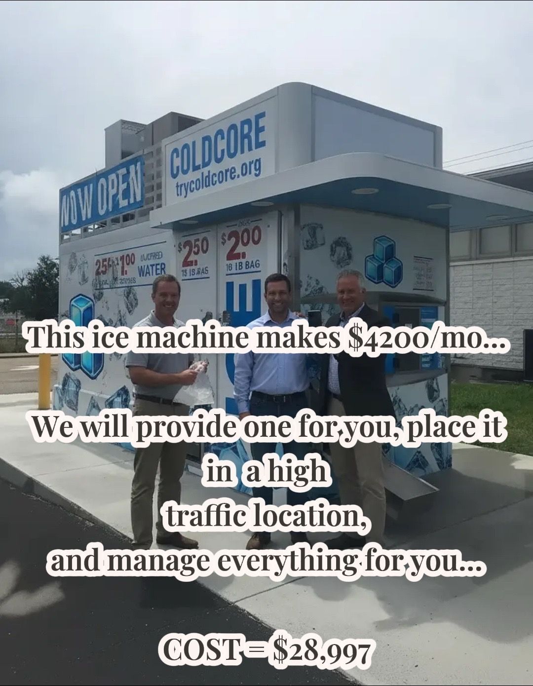 Ice & Water Vending Facebook ad: Only 1% Will Qualify