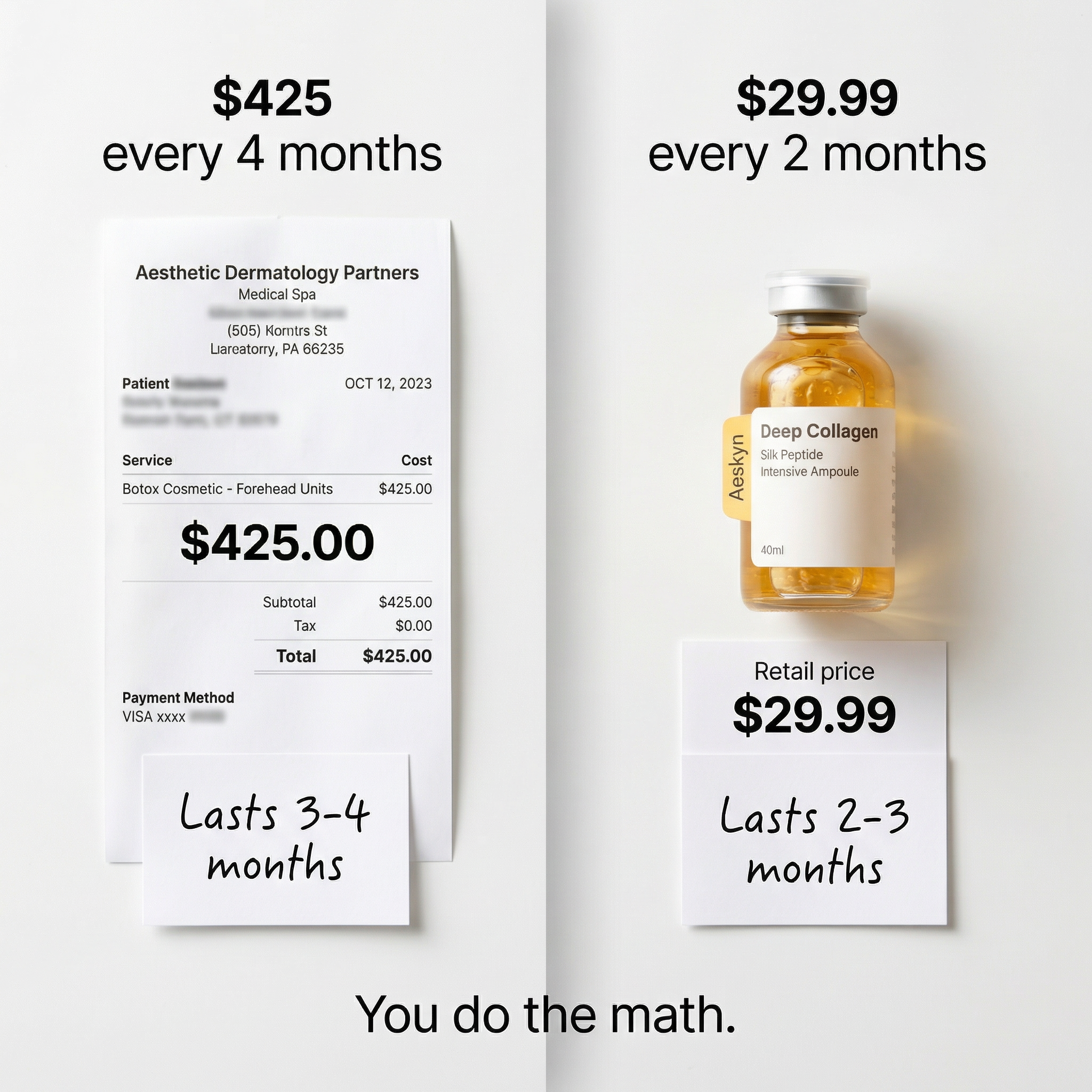 Aeskyn Facebook ad: I Calculated The Lifetime Cost Of Botox. Then I Found This.