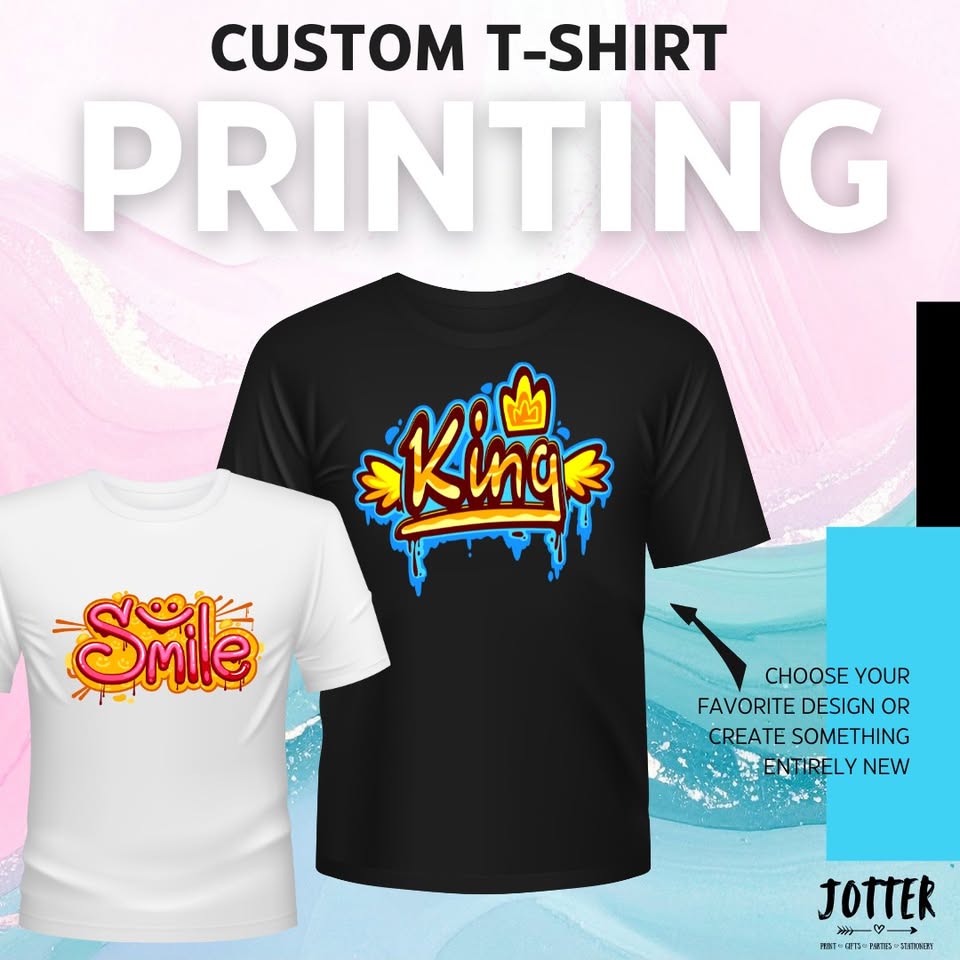 Jotter Stationery Facebook ad: T-Shirt printing