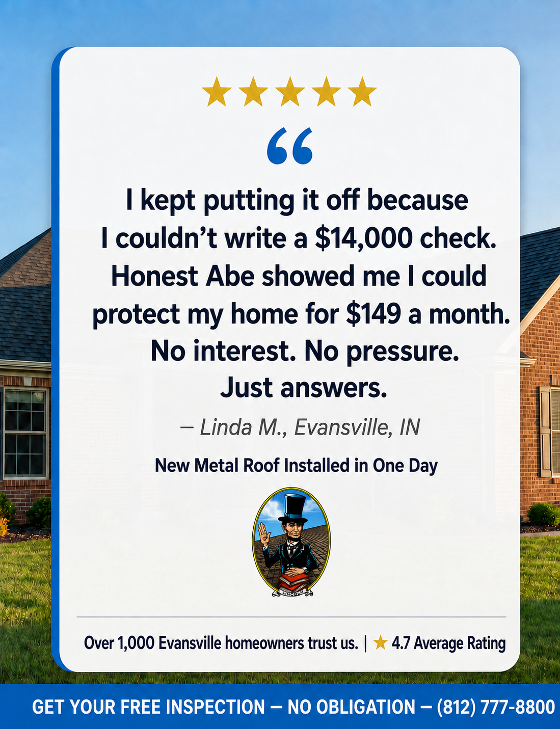 Honest Abe Roofing Evansville Facebook ad