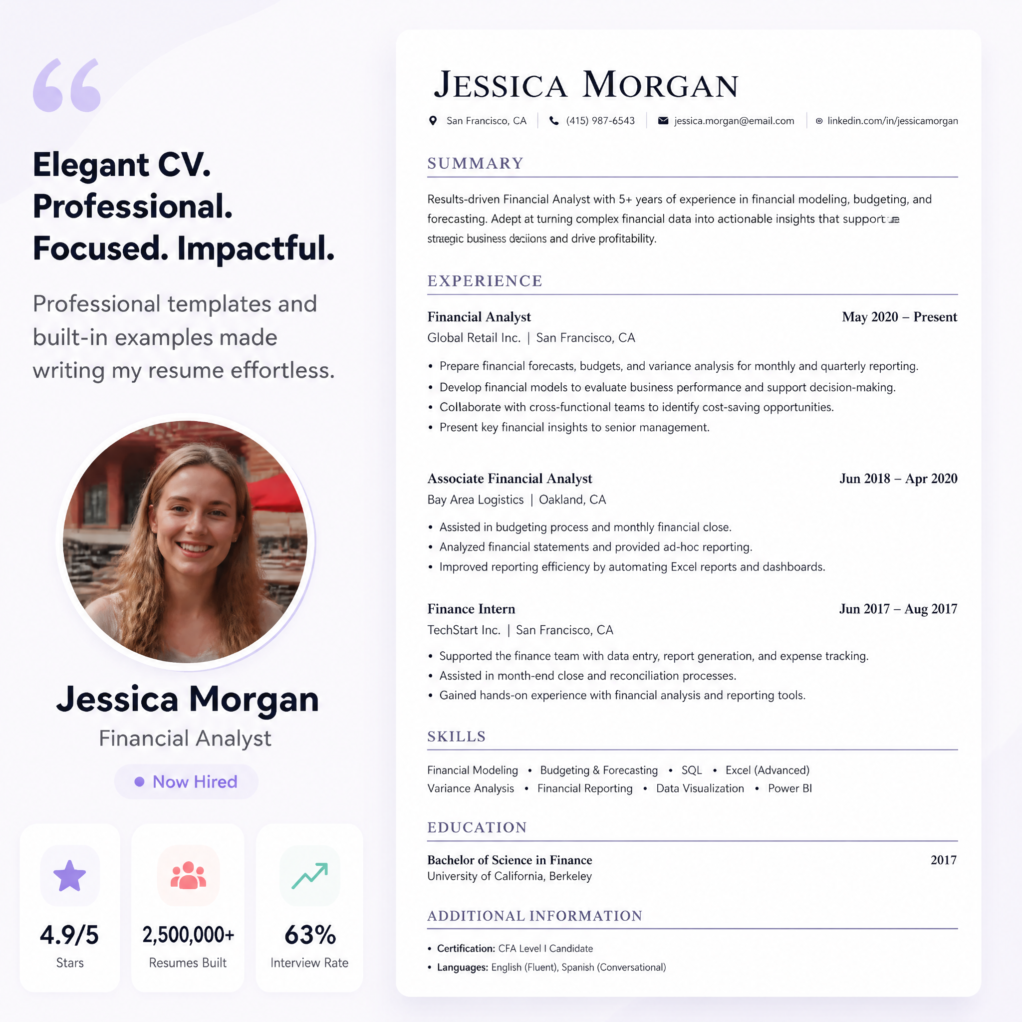 Elegant CV Facebook ad