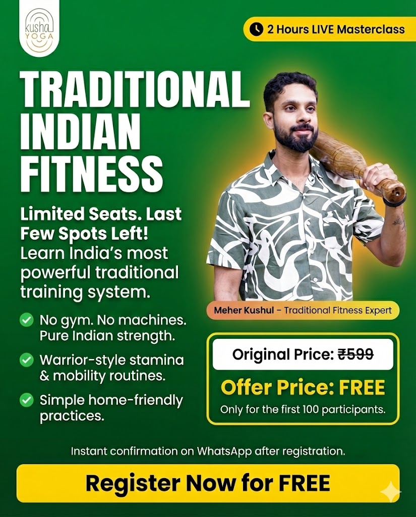 kushalyoga Facebook ad: Unlock Strength, Mobility & Longevity, The Ancient Way