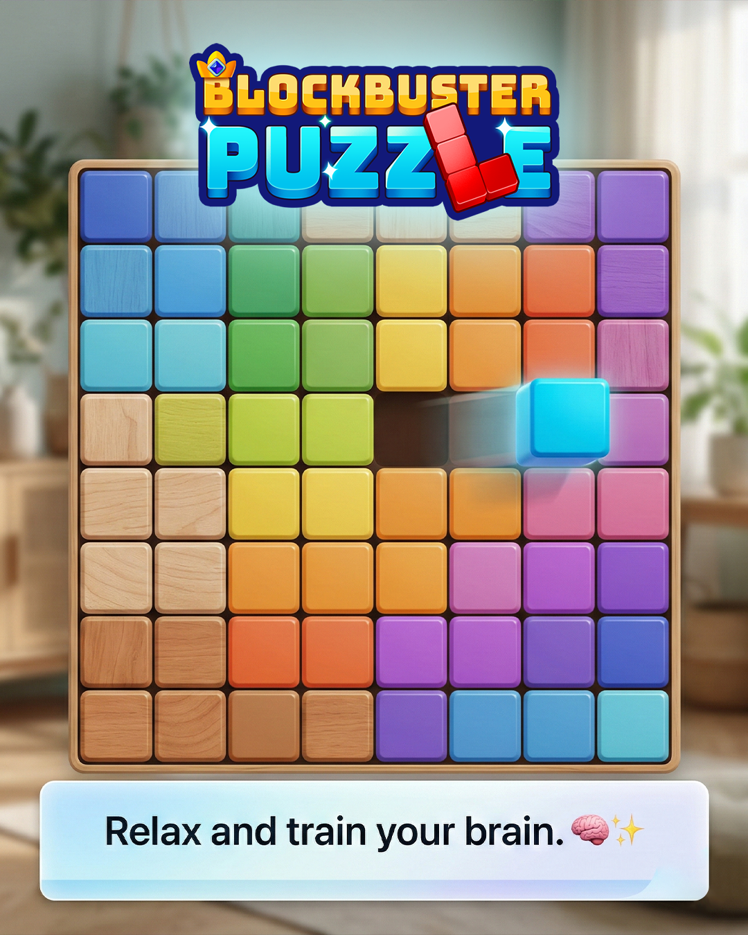 BlockBuster: Adventures Puzzle Facebook ad: Place blocks on the game board!