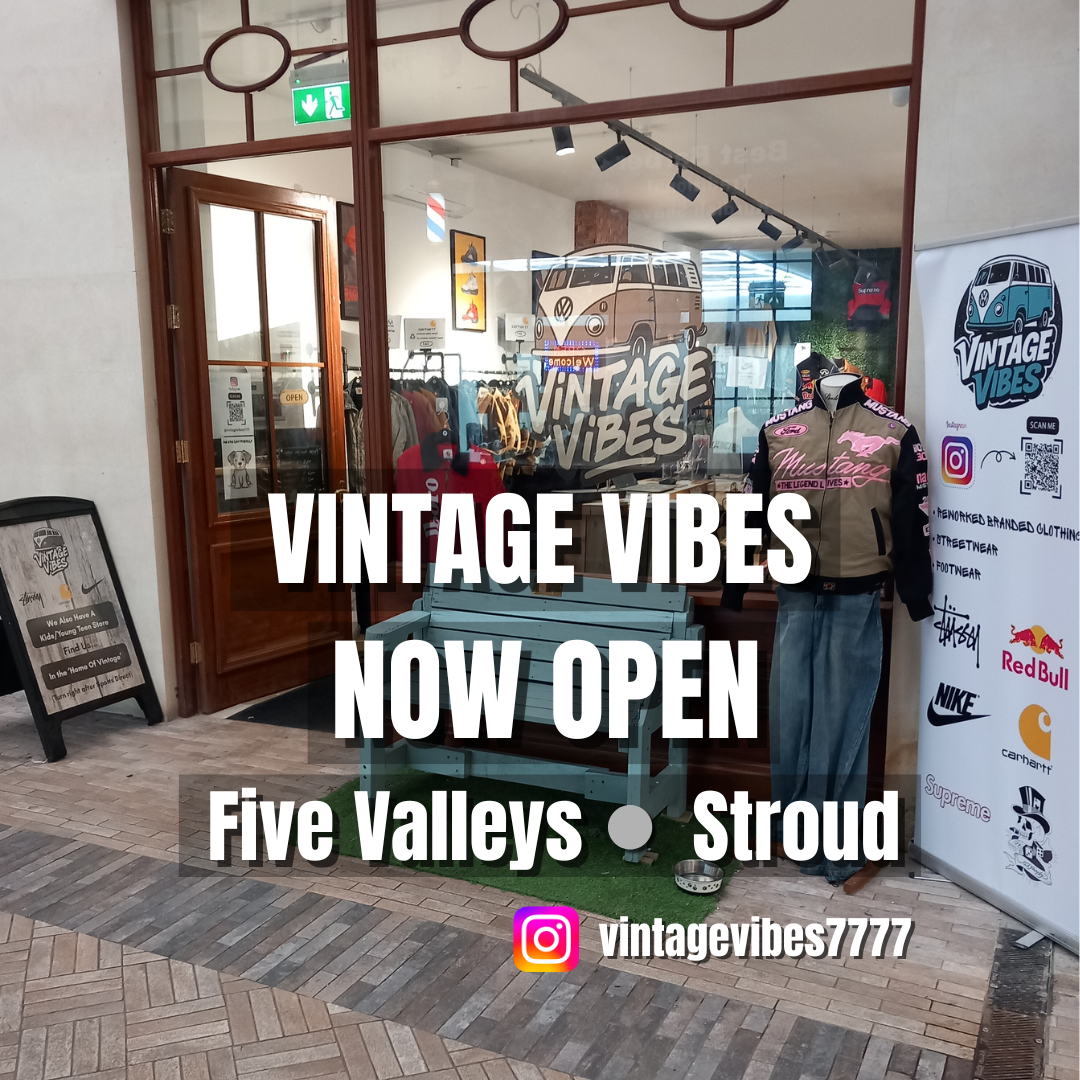 Vintage Vibes U.K Facebook ad: Stroud's best kept secret.Vintage streetwear, reworked…