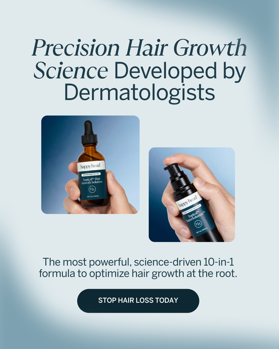 Happy Head Facebook ad: Custom Hair Growth Plans