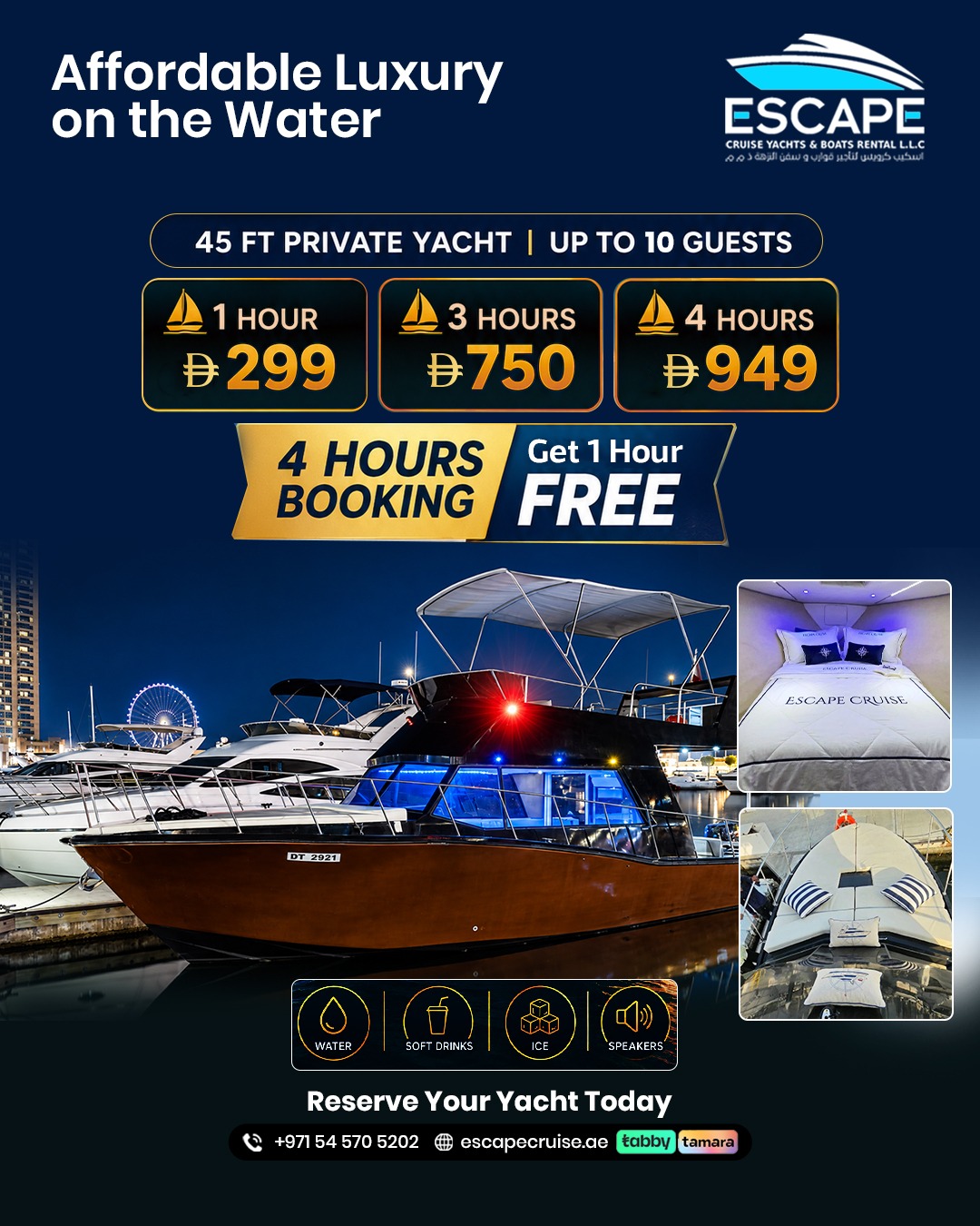 Dubai yacht Boat Rental Facebook ad