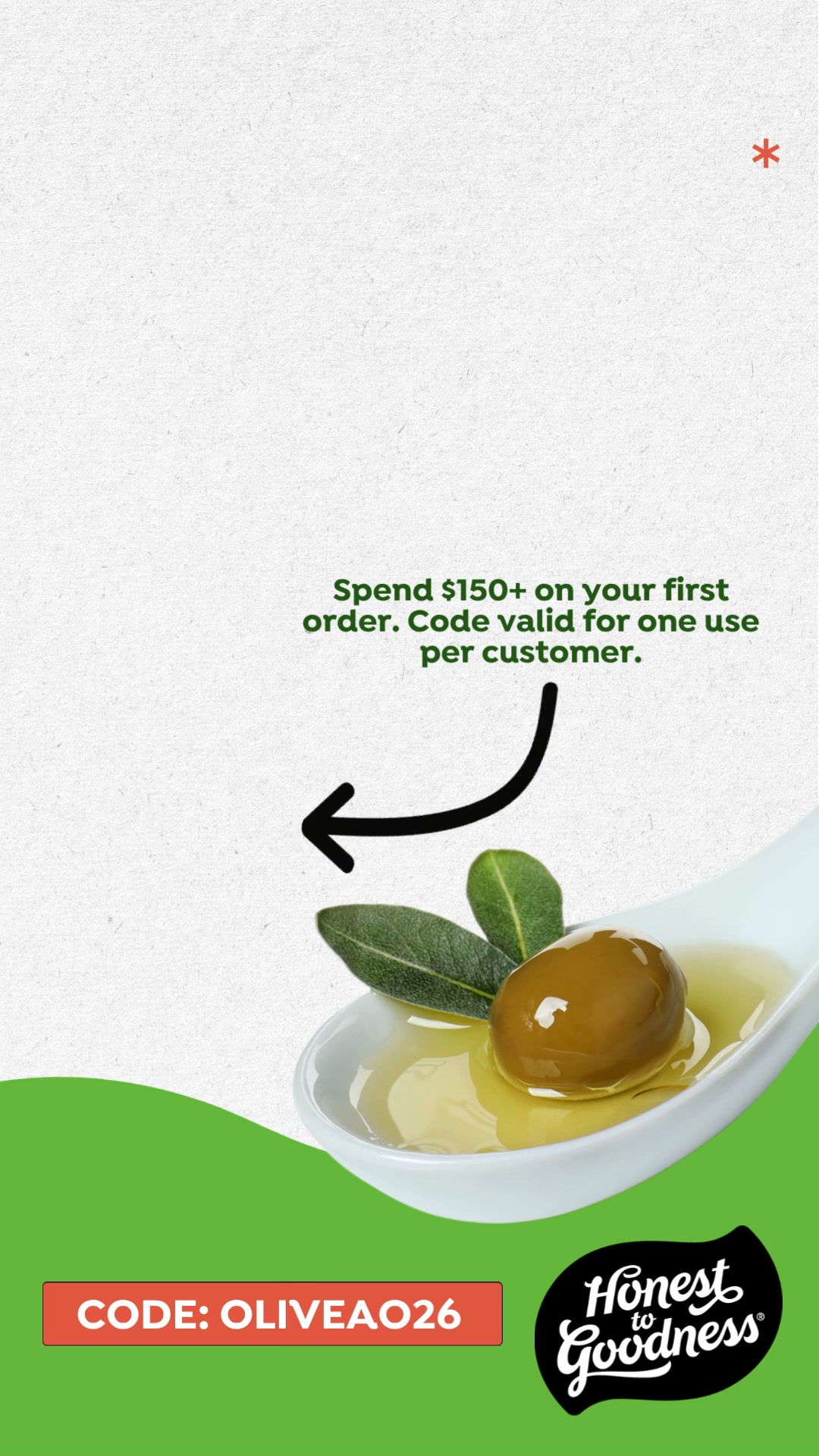 Honest to Goodness Facebook ad: Free olive oil on orders $150+
