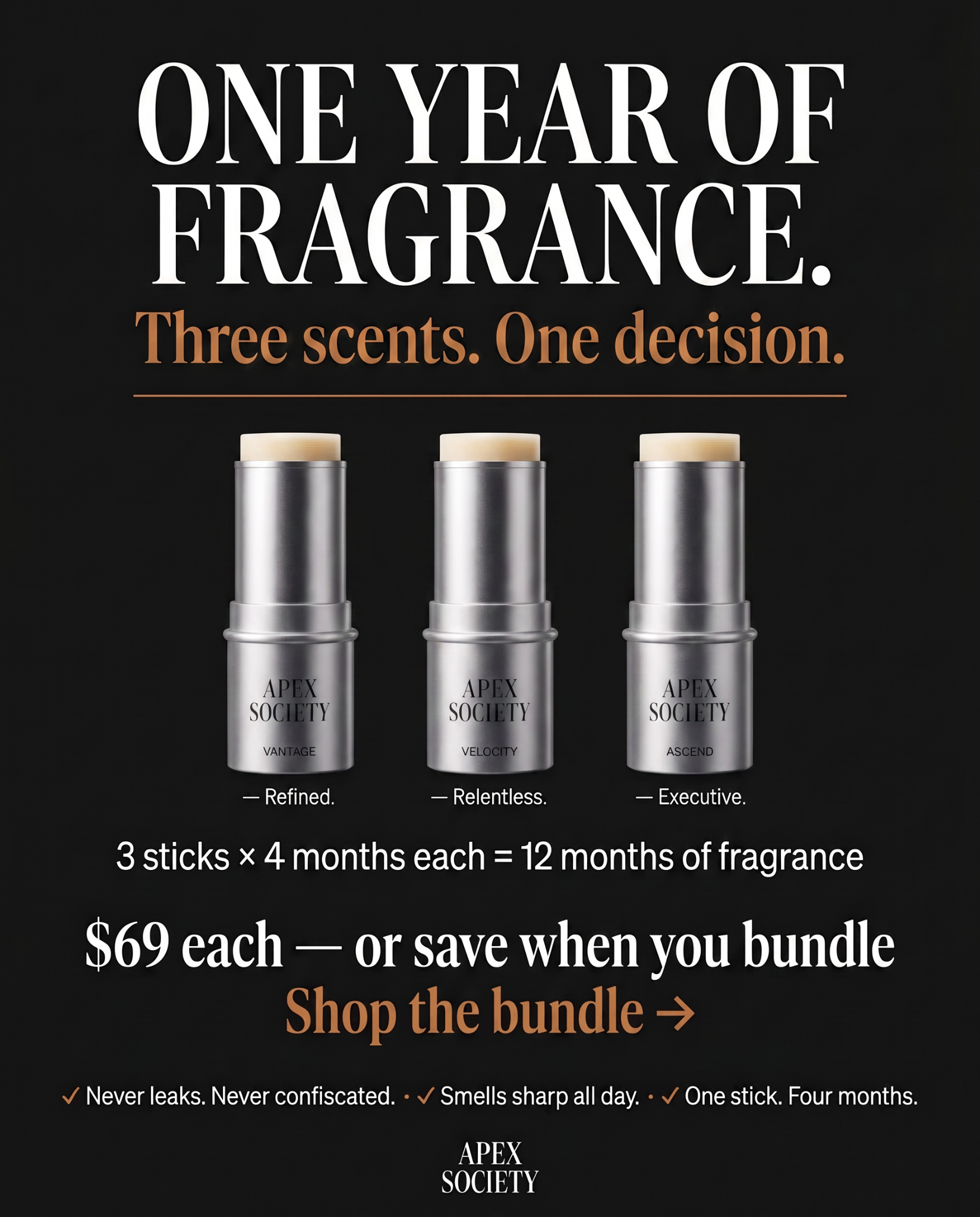 Apex Society - Solid Cologne Stick Facebook ad: Up To 50% + FREE Shipping