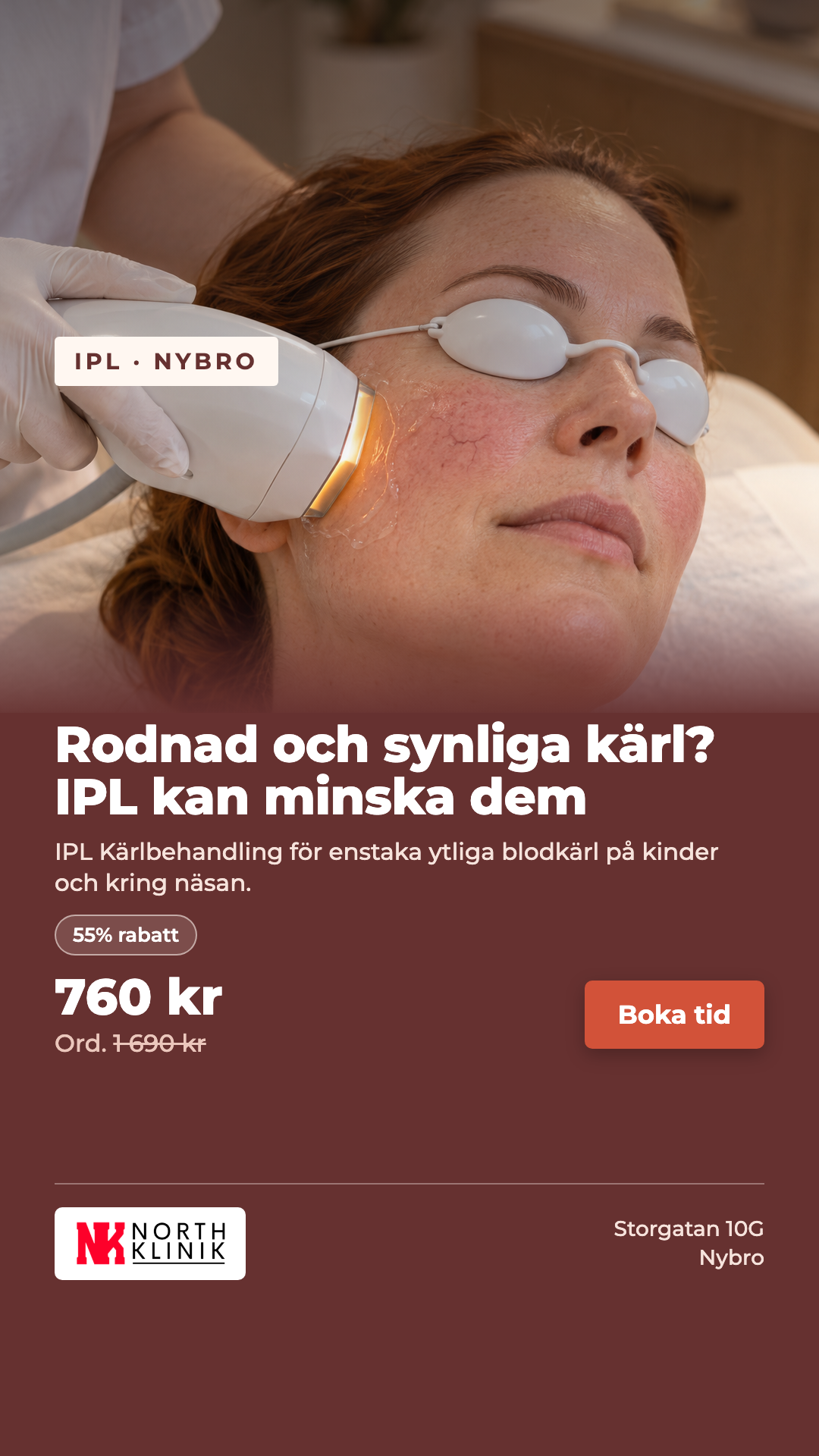 North Klinik Facebook ad: Naturlig glow redan efter 1 gång