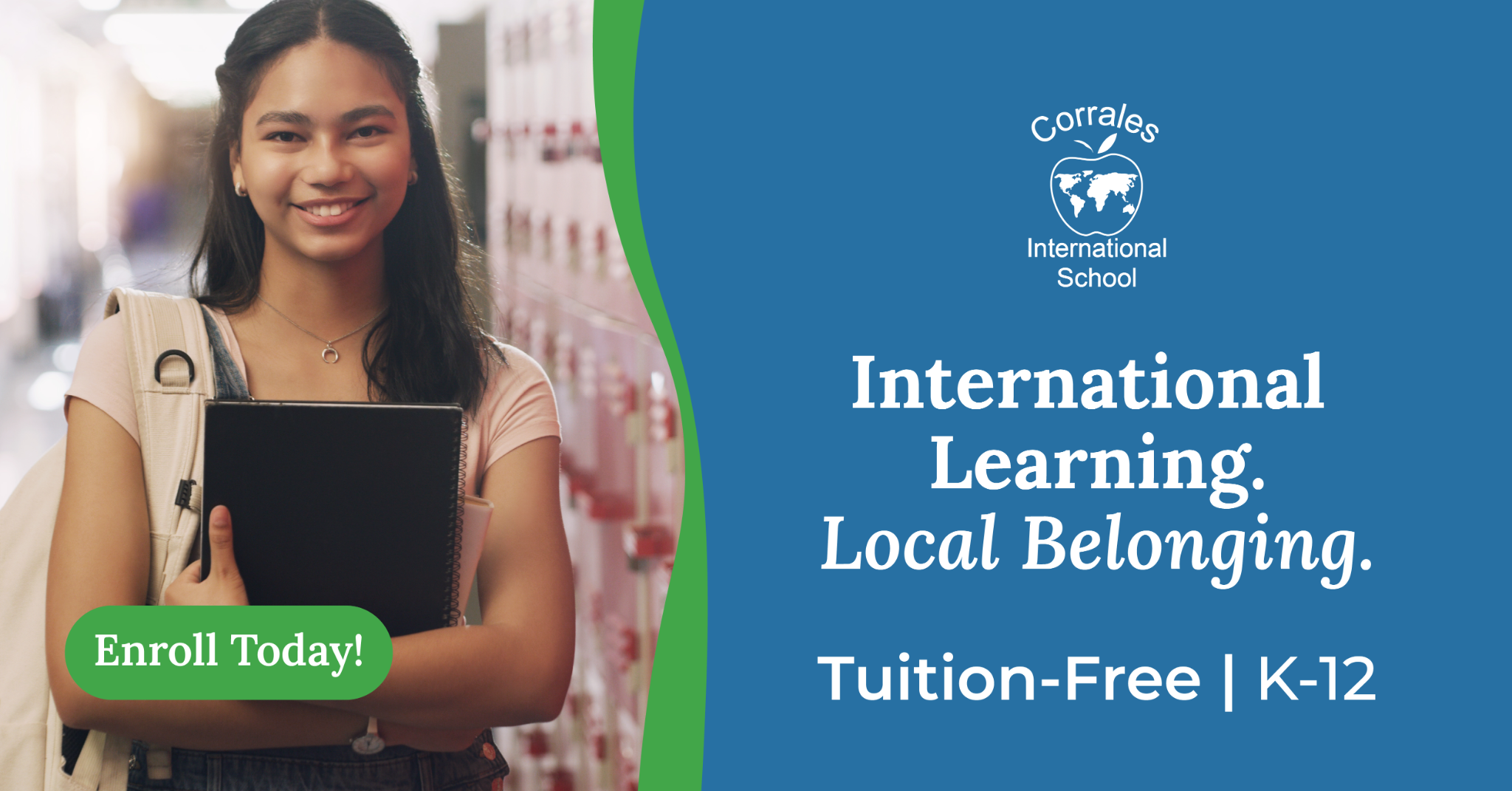 Corrales International School Facebook ad from Mar 23, 2026