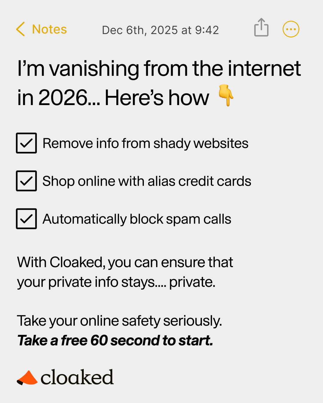 Cloaked Inc. Facebook ad
