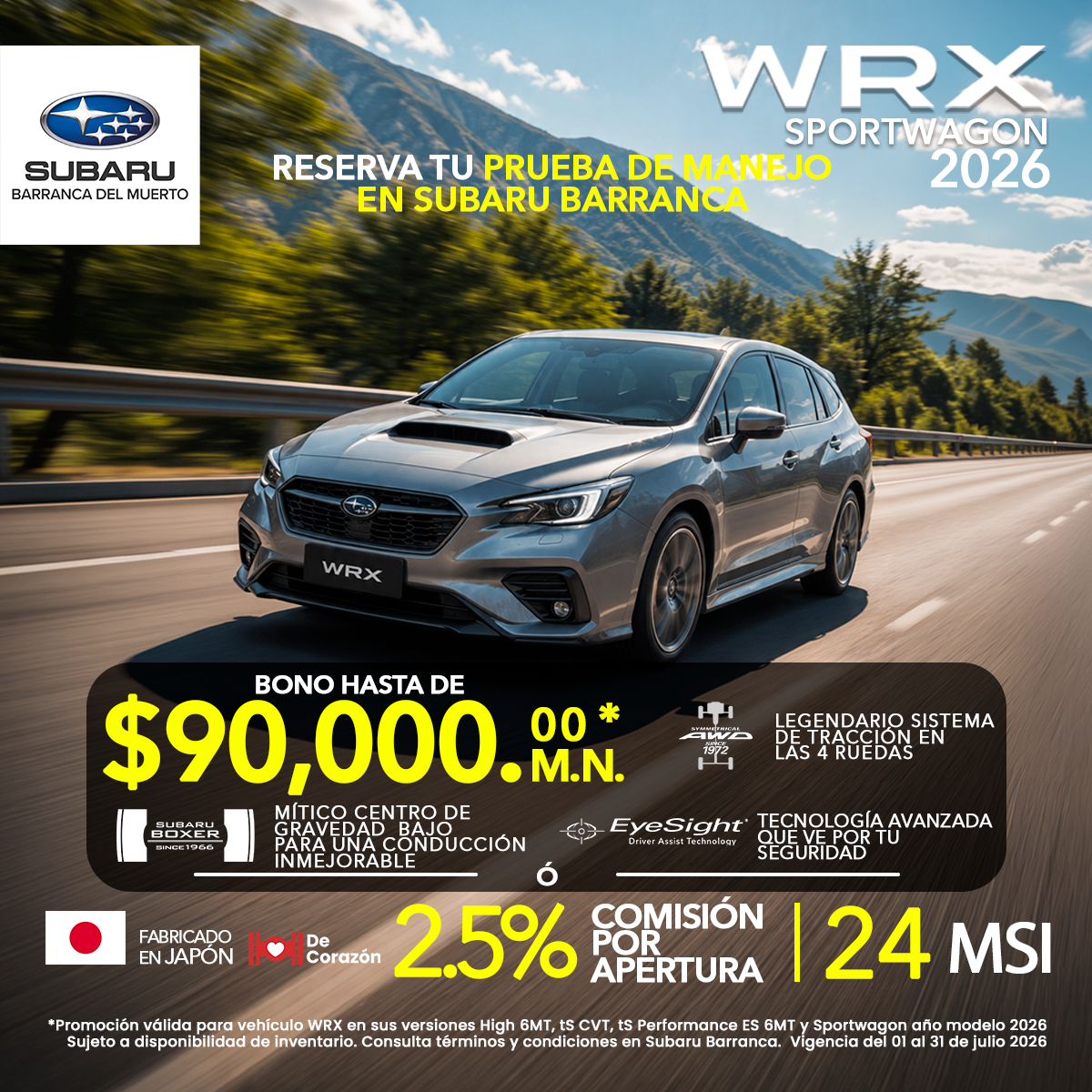 Subaru Barranca del Muerto Facebook ad: El nuevo Subaru WRX Sportwagon combina la potencia…