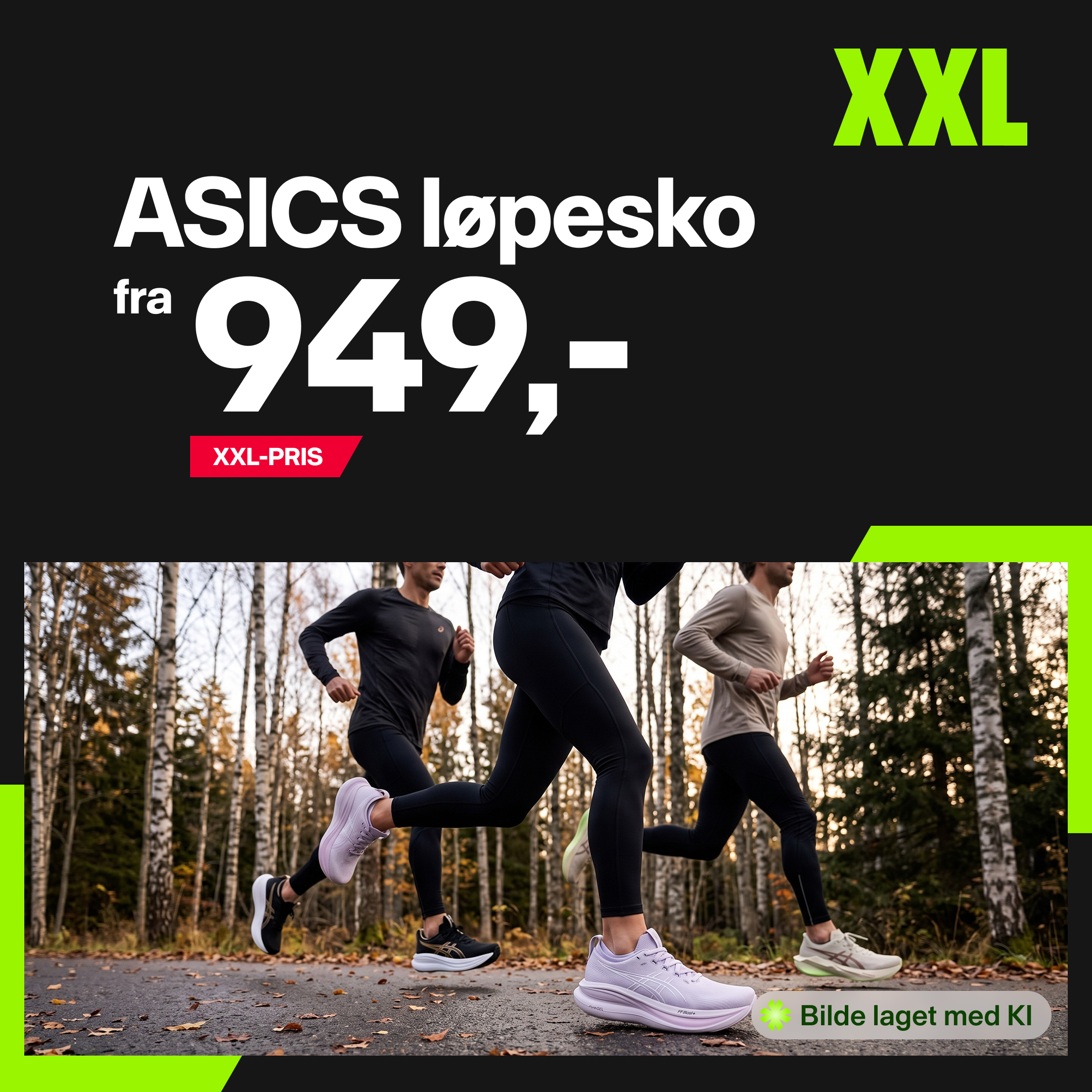 XXL Sport & Villmark Facebook ad: ASICS-løpesko, for alle løpere