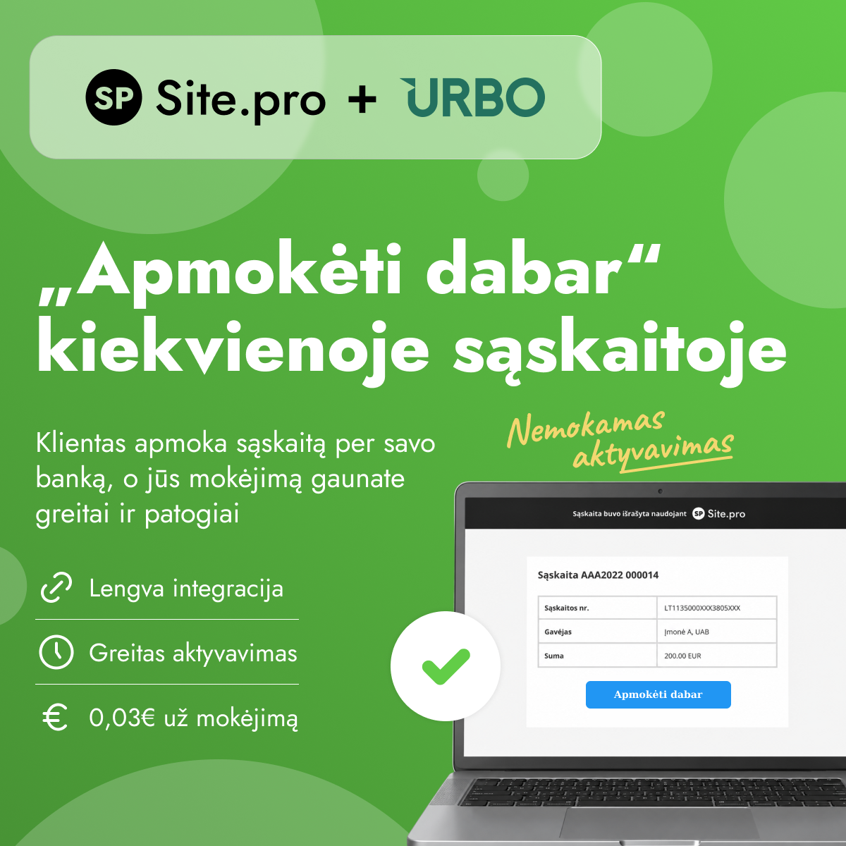 Site.pro - Apskaitos programa ir ERP Facebook ad: Greitesni apmokėjimai jūsų verslui