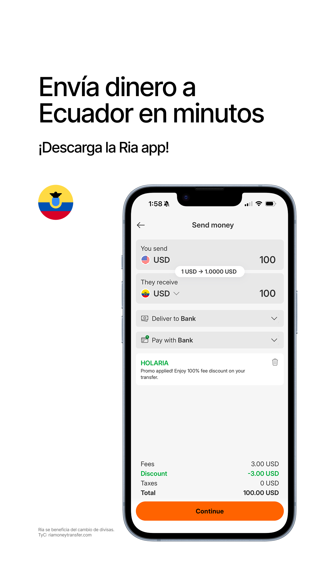 Ria Money Transfer Facebook ad