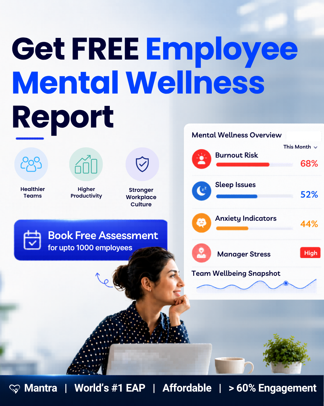 Mantra Care Facebook ad: HR Leaders: Bring Wellness Camps to Your Workplace