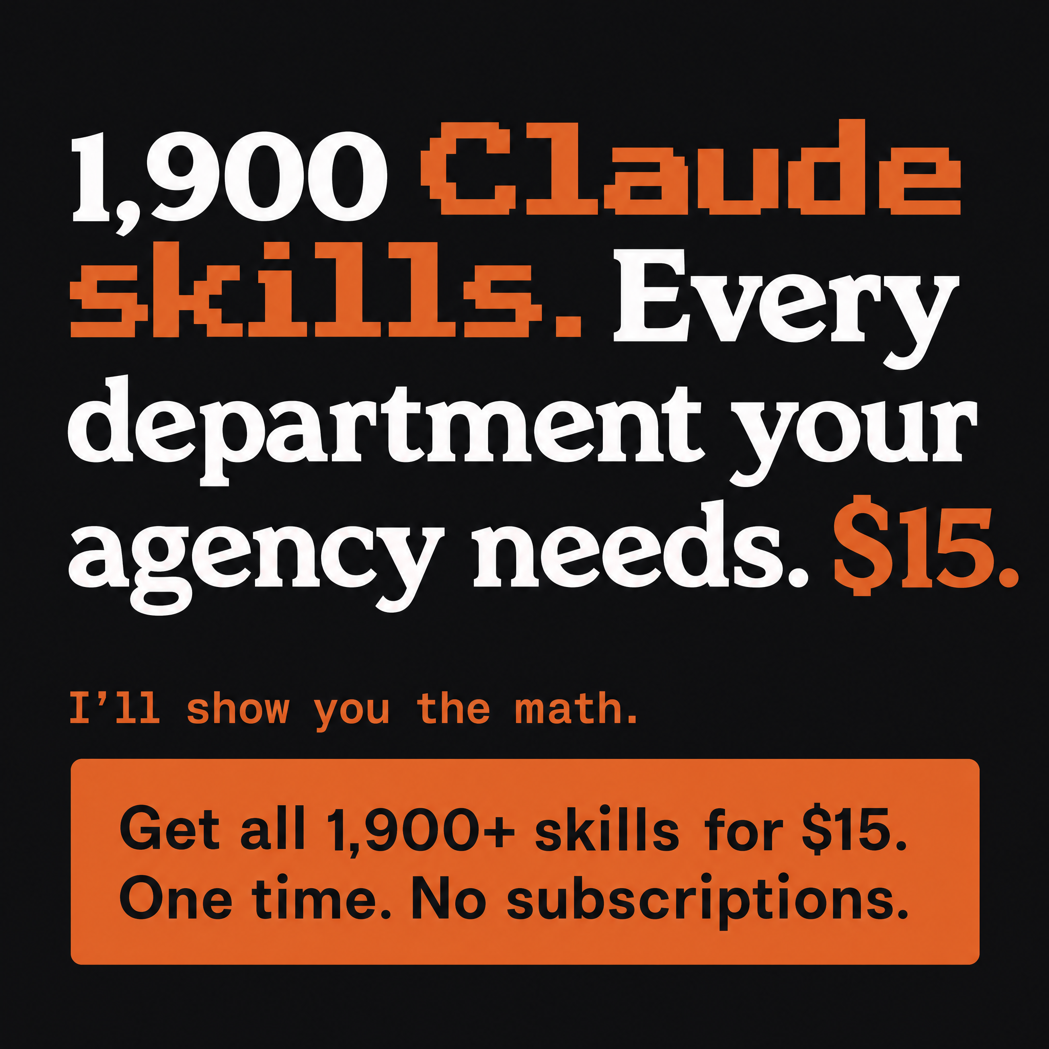 AI Avalanche Facebook ad: 1,900+ Claude Skills