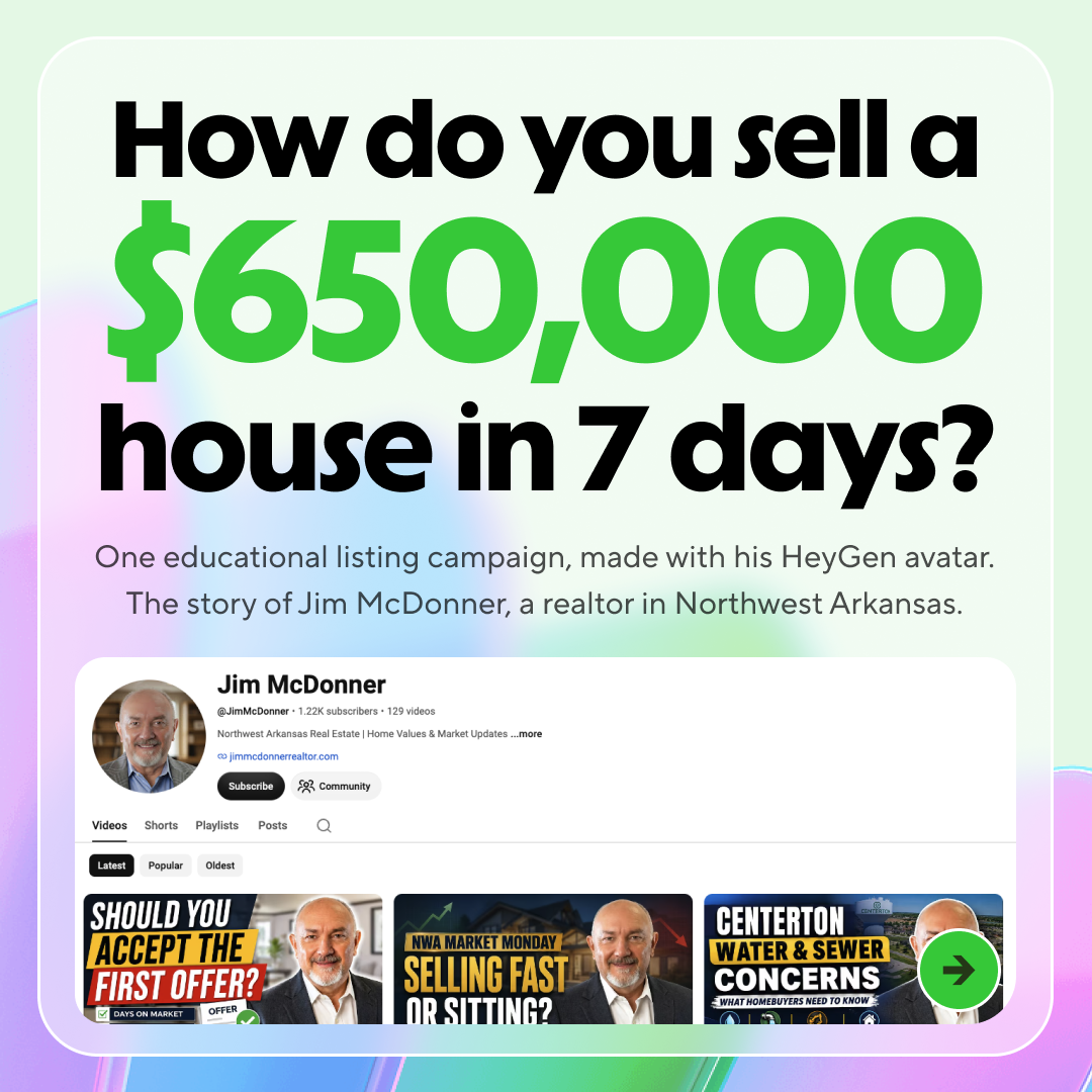 HeyGen Facebook ad: Be the trusted face of your market, no…