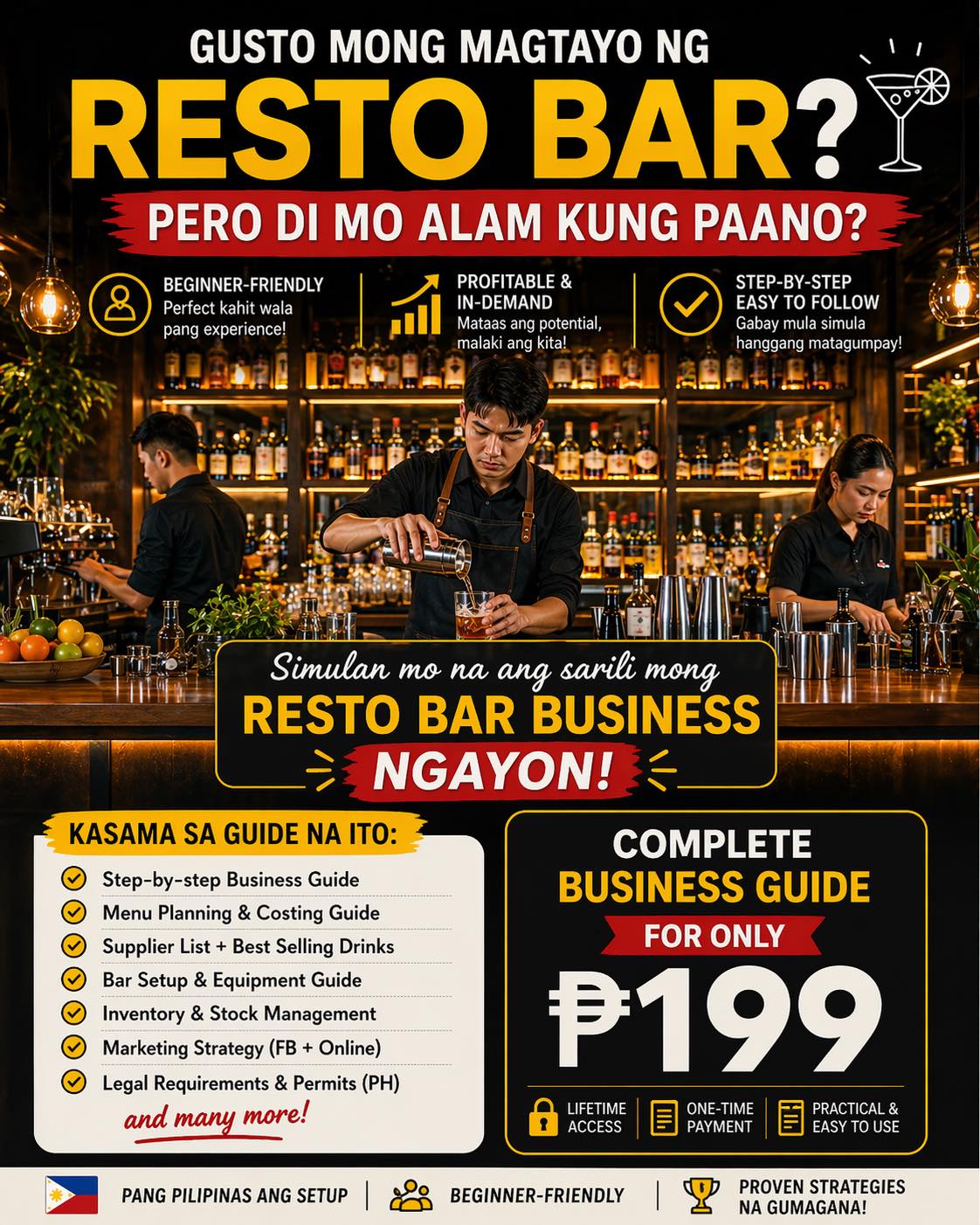 Resto Bar E-Learnings Facebook ad: Planning to Launch Your Own Restobar Business?