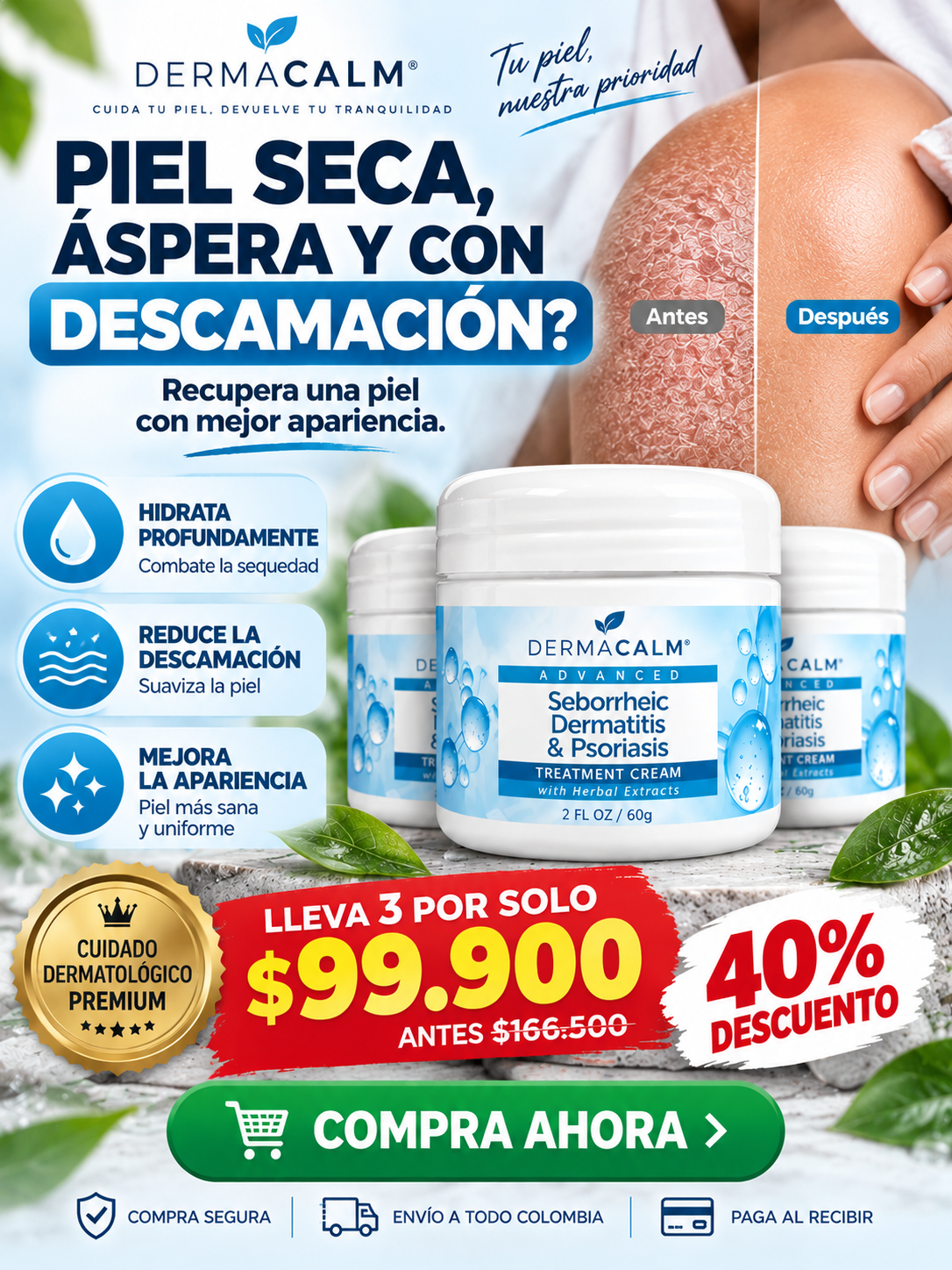 Emay Facebook ad: Compra ahora Lleva 3 y ahorra 40% y cuida tu piel
