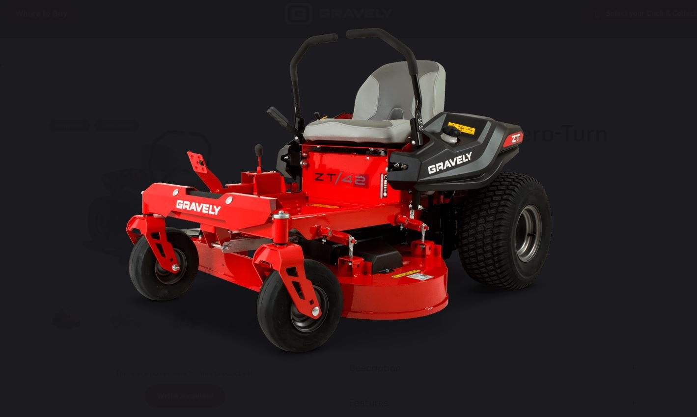 Mowers Trimmers Facebook ad: GRAVELY Ride on ZT 42 Inch Fabricated Deck Lawnmower…