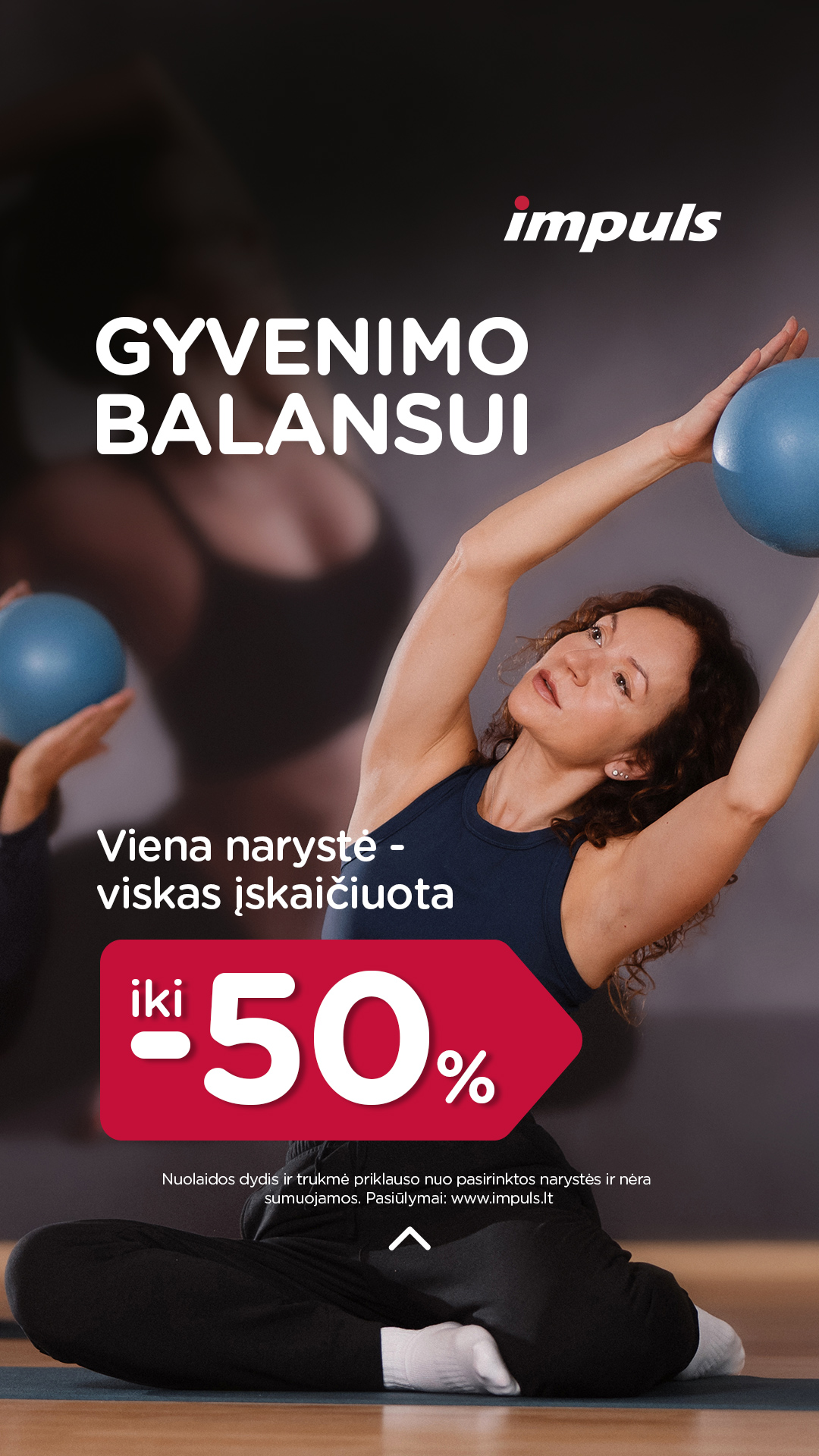 Impuls sveikatingumo klubai Facebook ad: Narystėms iki -50 %