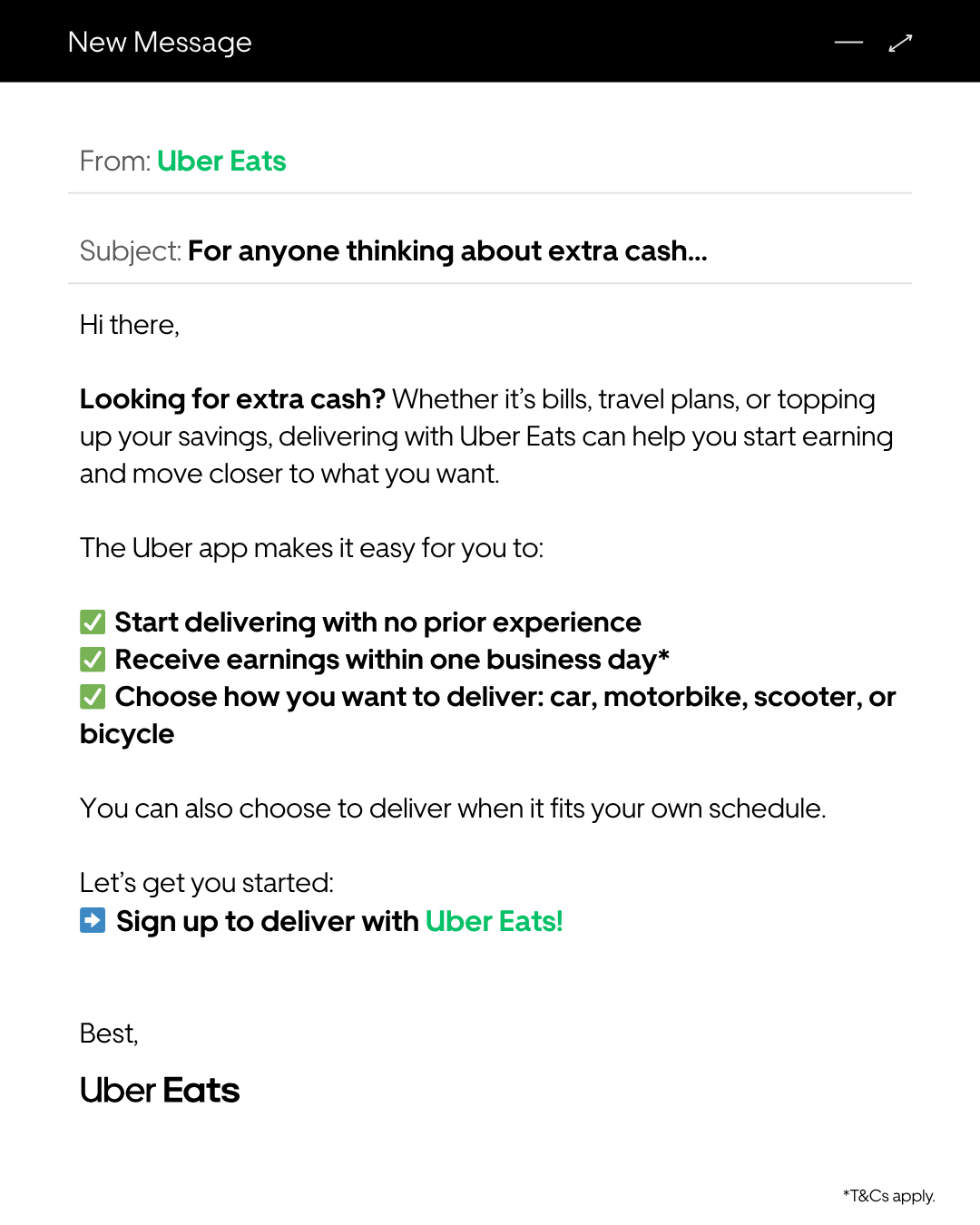 Uber Eats Facebook ad