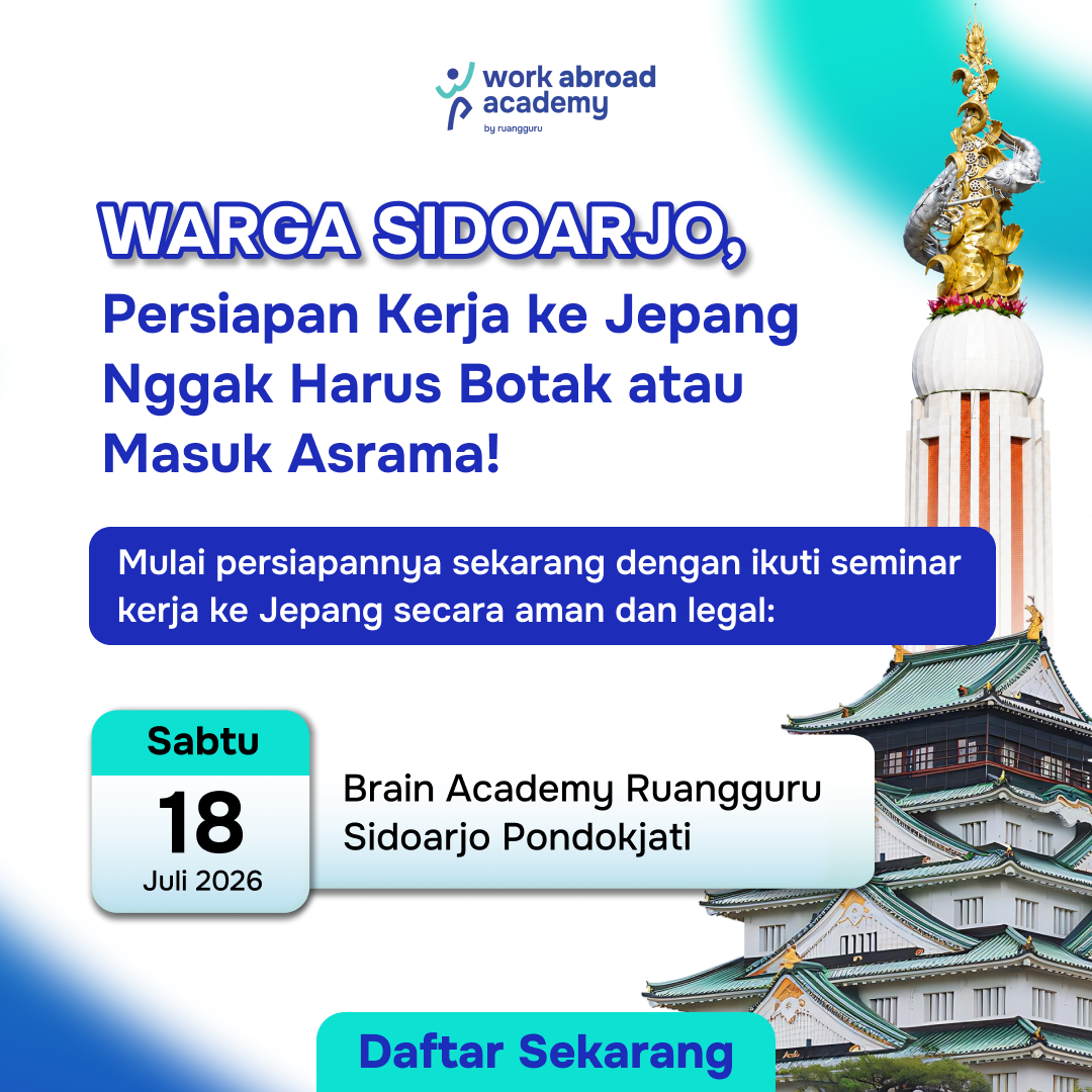 Work Abroad by Schoters Jawa Timur Facebook ad: Seminar Gratis Kerja ke Jepang Tanpa Harus Asrama!