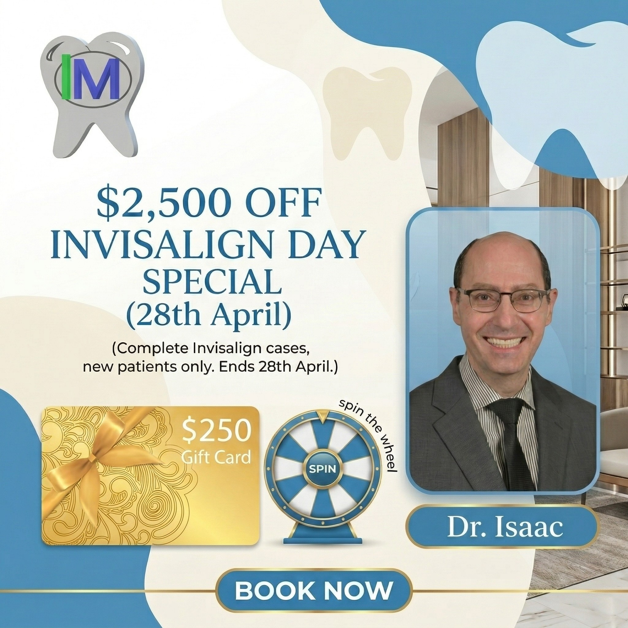 Isaac Menasha DDS Facebook ad: Hey, New Jersey! $2500 OFF Invisalign-Day special is here!