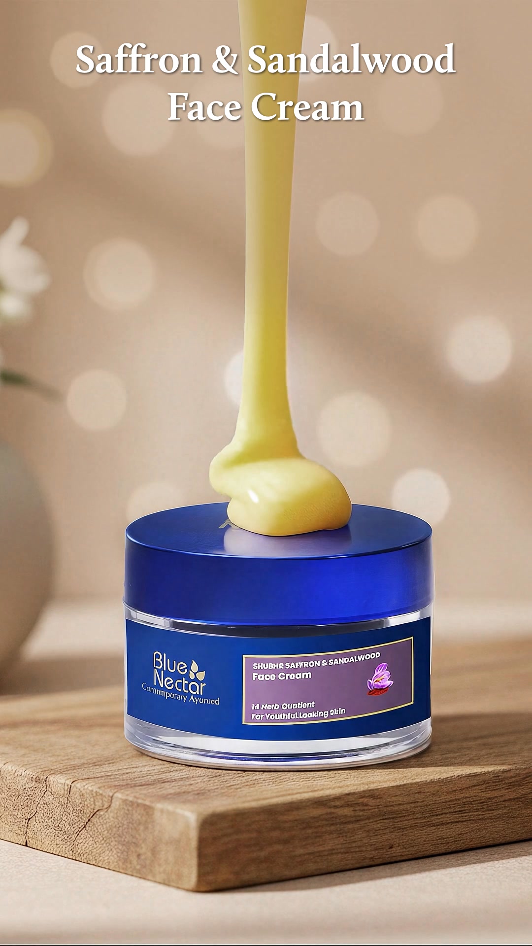 Blue Nectar Facebook ad: Saffron & Sandalwood Anti Aging Cream
