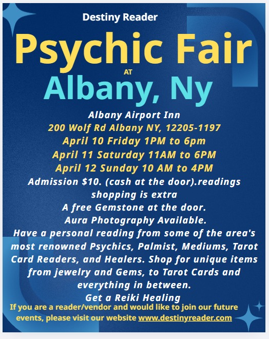 Destiny Reader Psychic Fairs Facebook ad from Mar 12, 2026