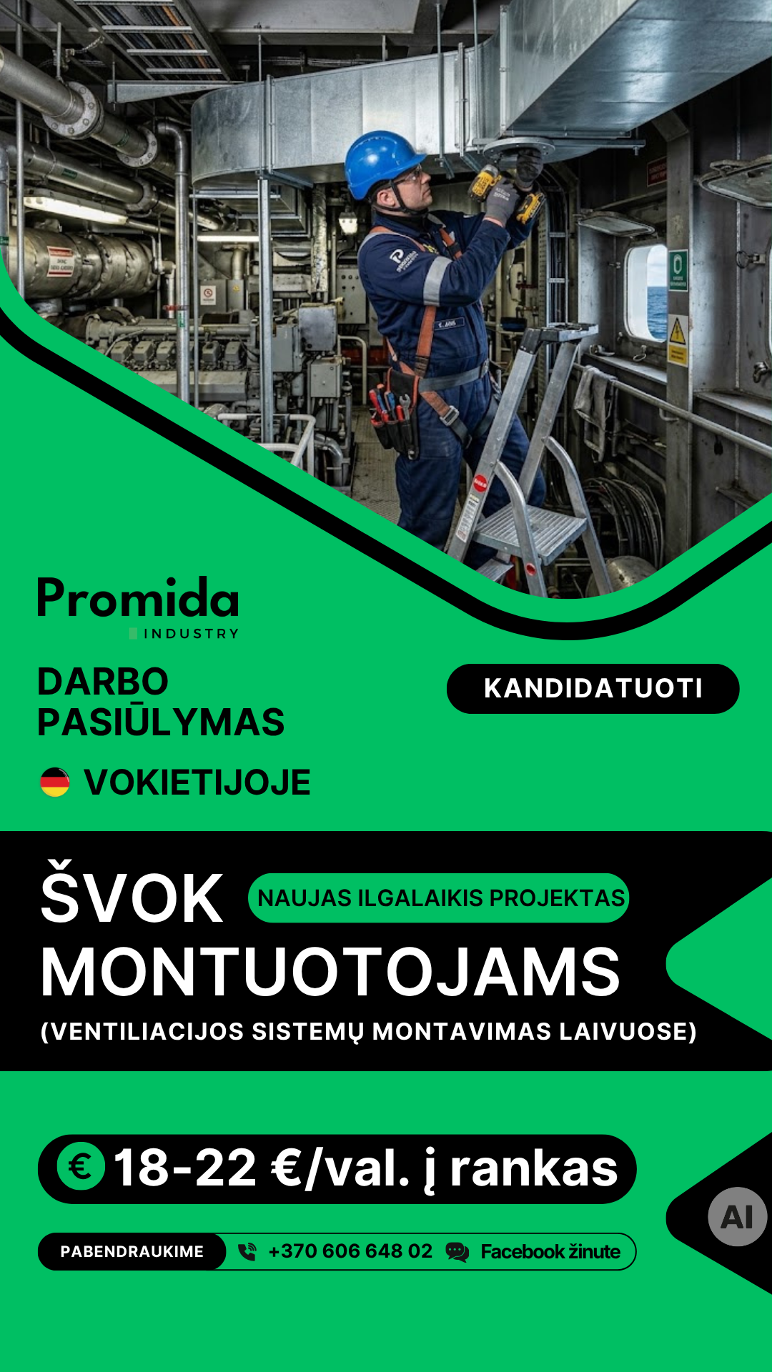 Promida Industry Facebook ad: Kandidatuoti darbui